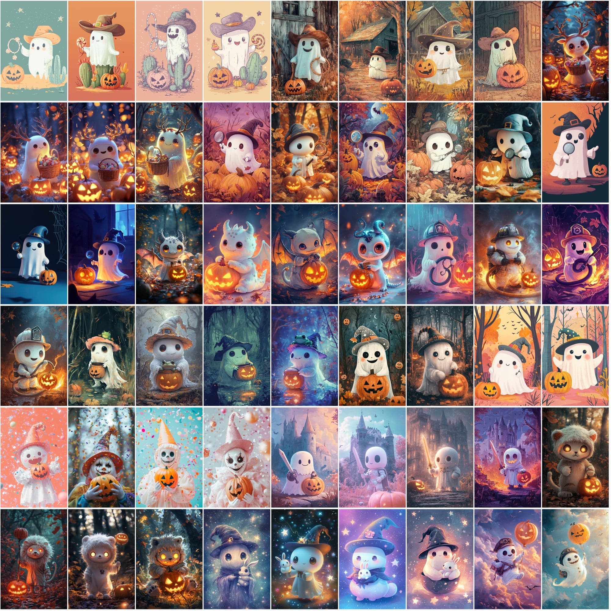 400 Cute Halloween Ghost Illustrations Bundle - Whimsical and Fun Designs Digital Download Sumobundle