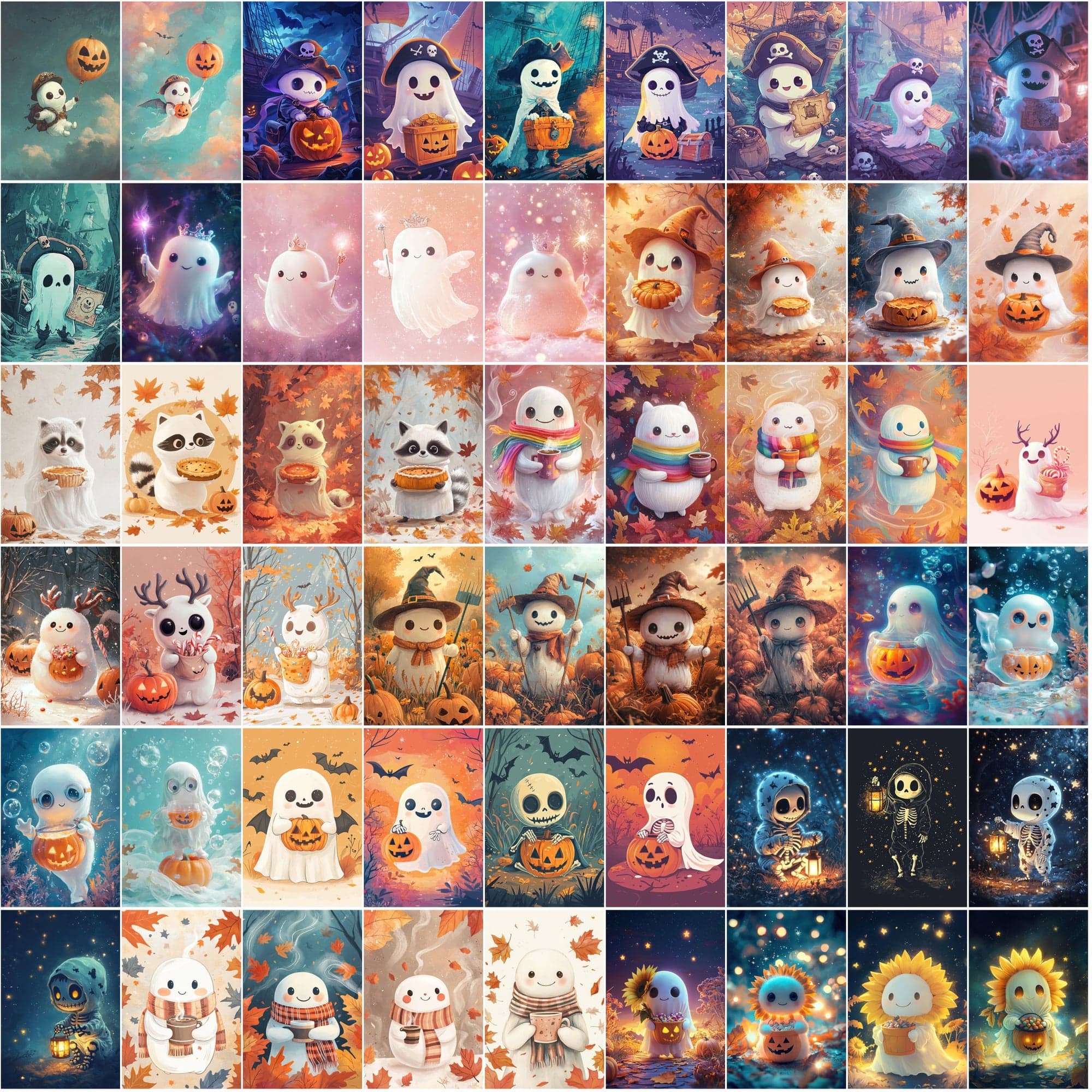 400 Cute Halloween Ghost Illustrations Bundle - Whimsical and Fun Designs Digital Download Sumobundle