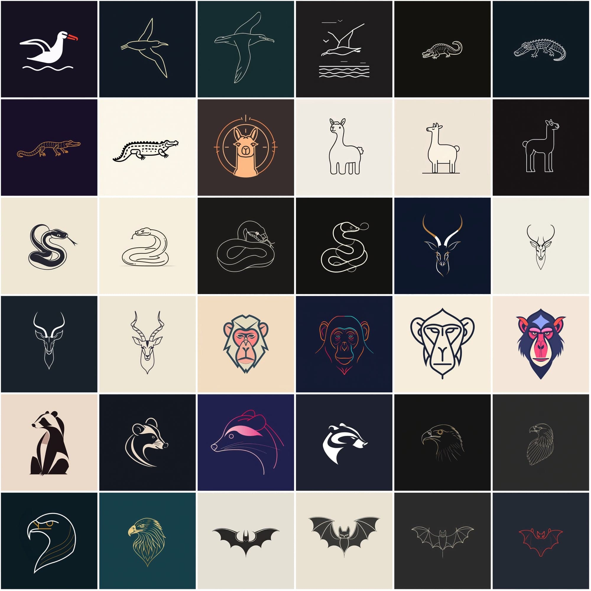 400 Minimal Animal Illustrations | Simple Lineart Designs Digital Download Sumobundle