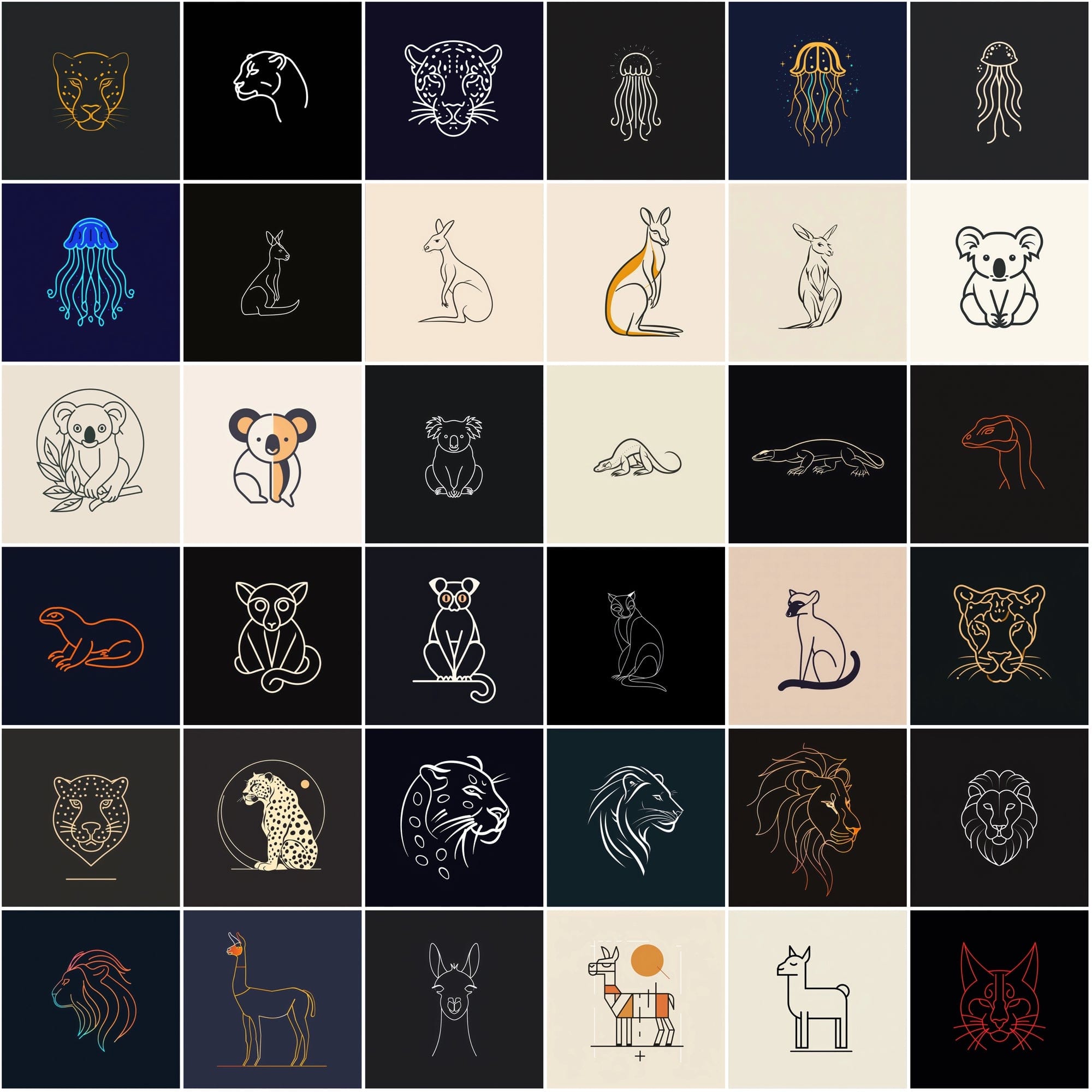 400 Minimal Animal Illustrations | Simple Lineart Designs Digital Download Sumobundle