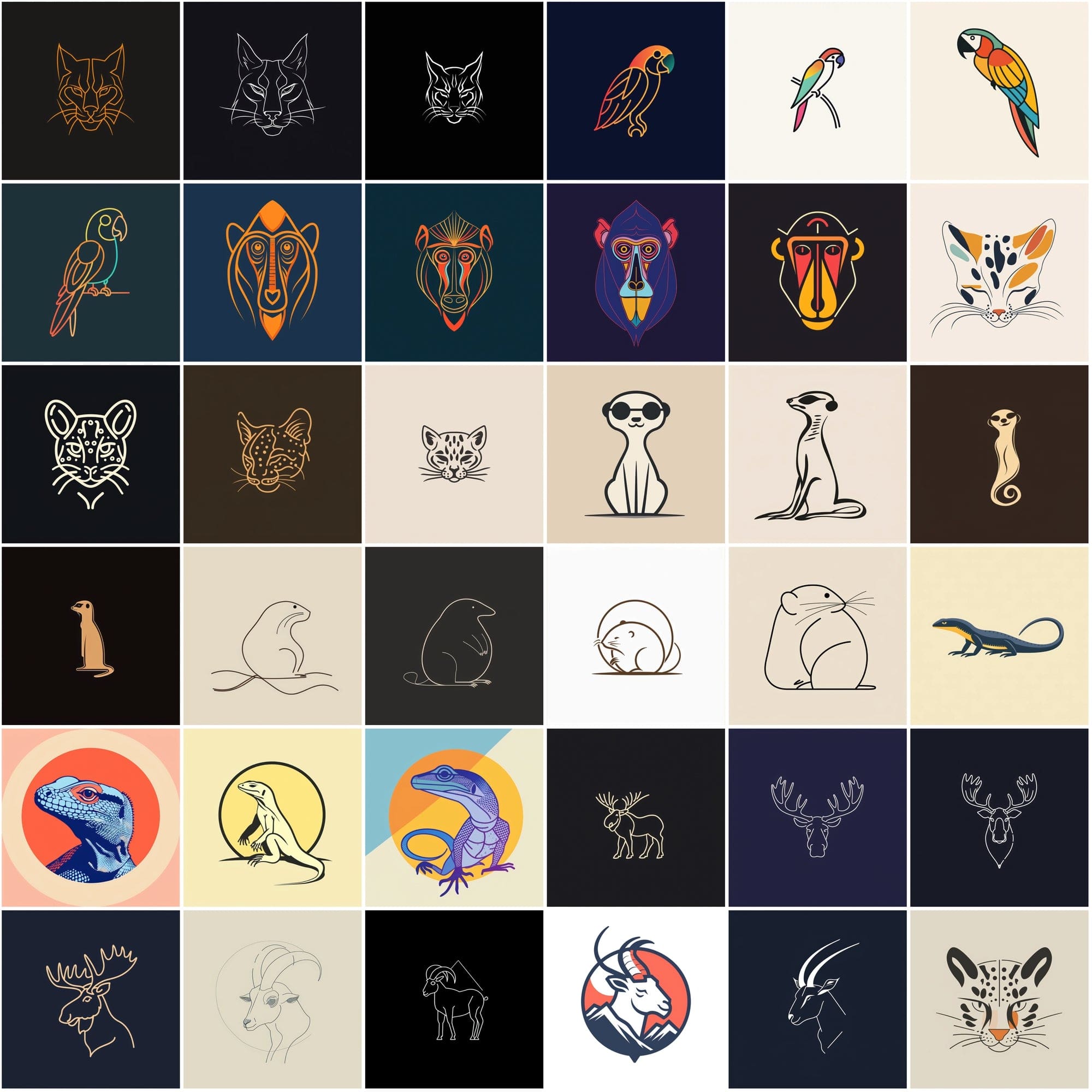 400 Minimal Animal Illustrations | Simple Lineart Designs Digital Download Sumobundle