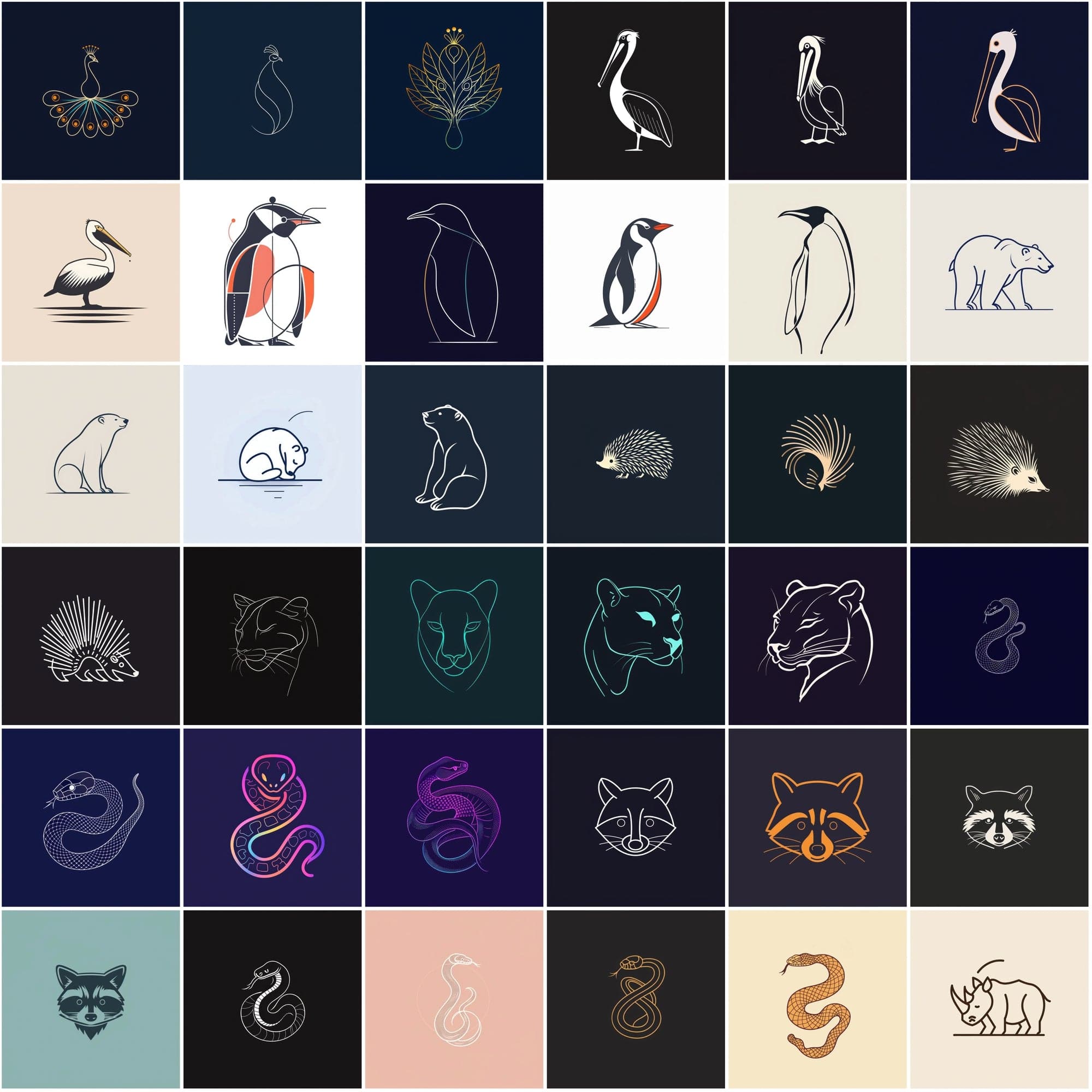 400 Minimal Animal Illustrations | Simple Lineart Designs Digital Download Sumobundle