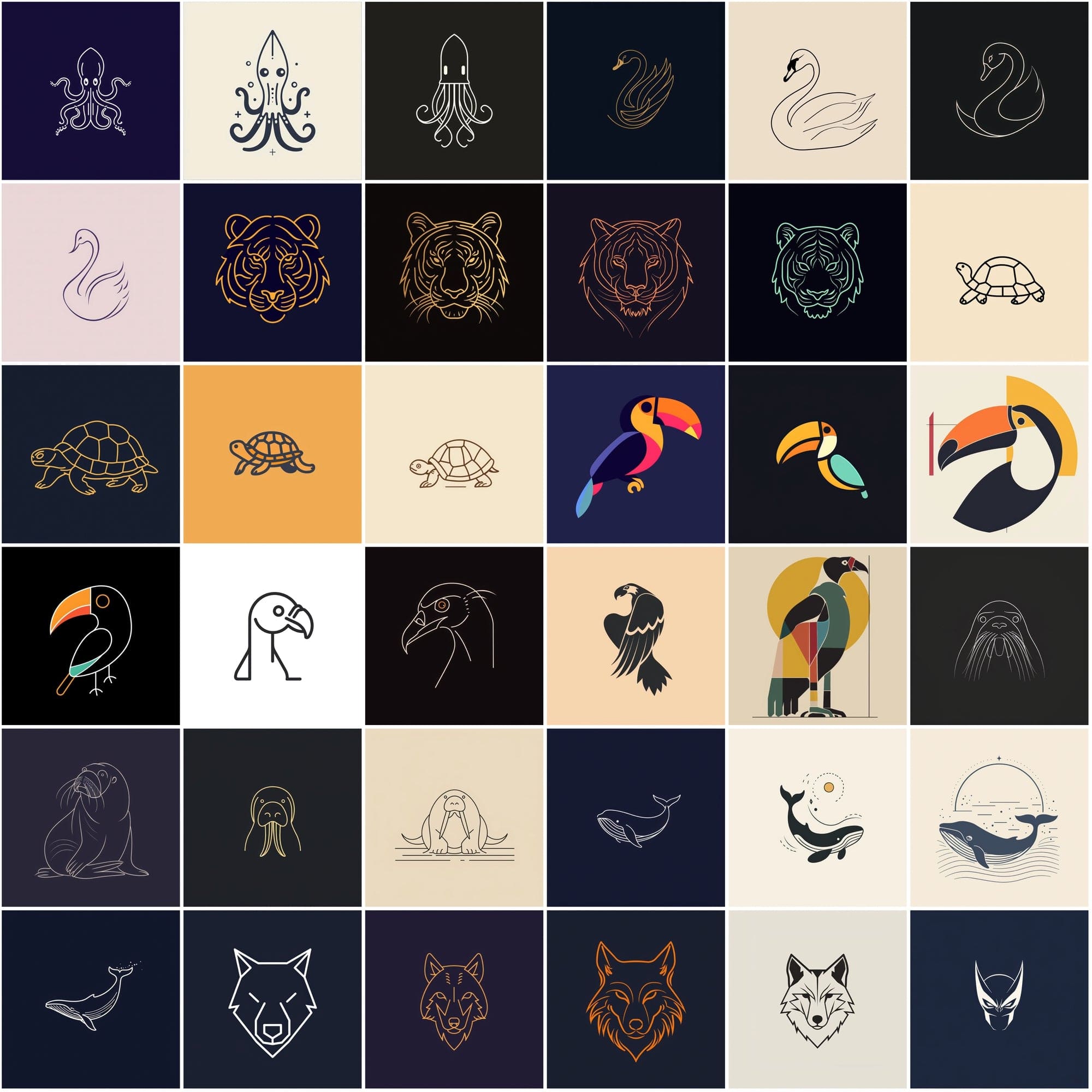 400 Minimal Animal Illustrations | Simple Lineart Designs Digital Download Sumobundle
