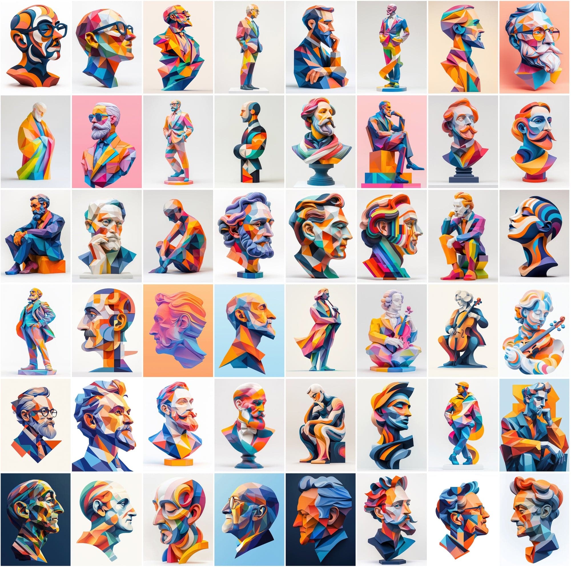 400 Polygonal Musician-Inspired Illustrations Digital Download Sumobundle