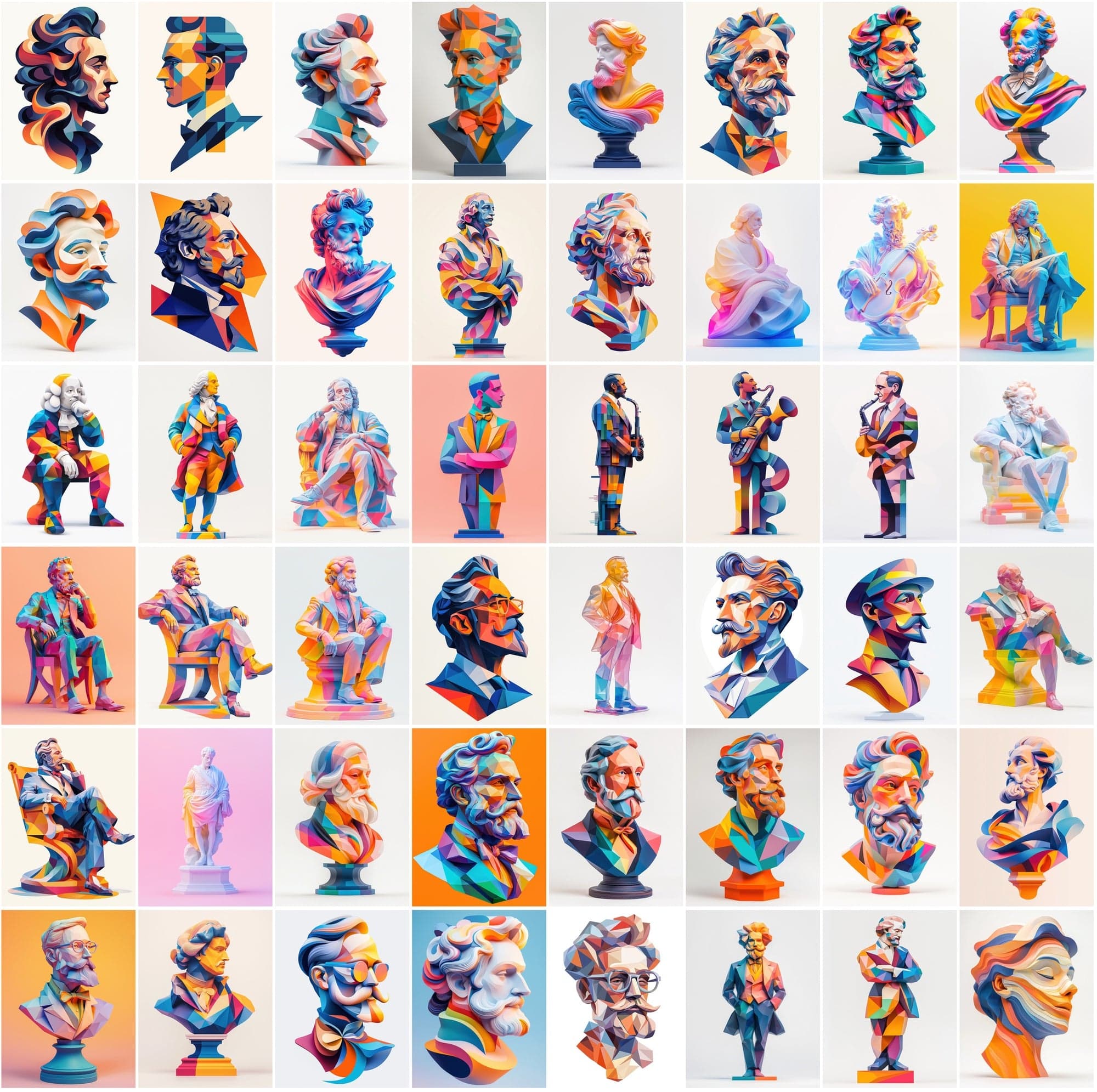 400 Polygonal Musician-Inspired Illustrations Digital Download Sumobundle