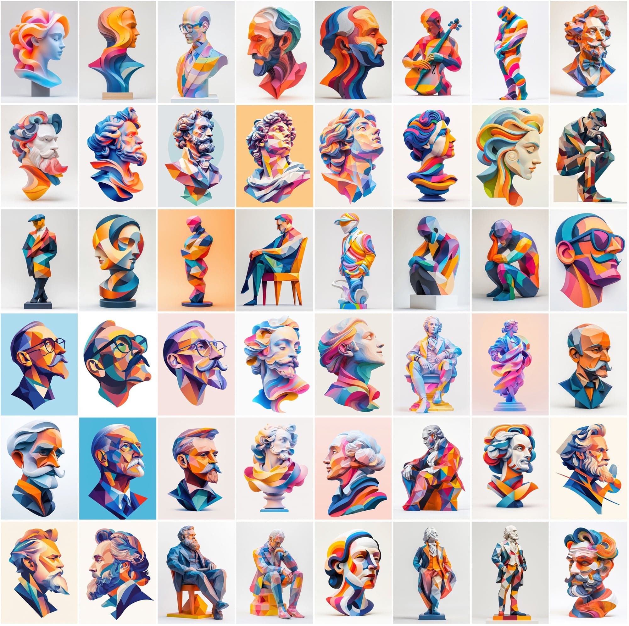 400 Polygonal Musician-Inspired Illustrations Digital Download Sumobundle