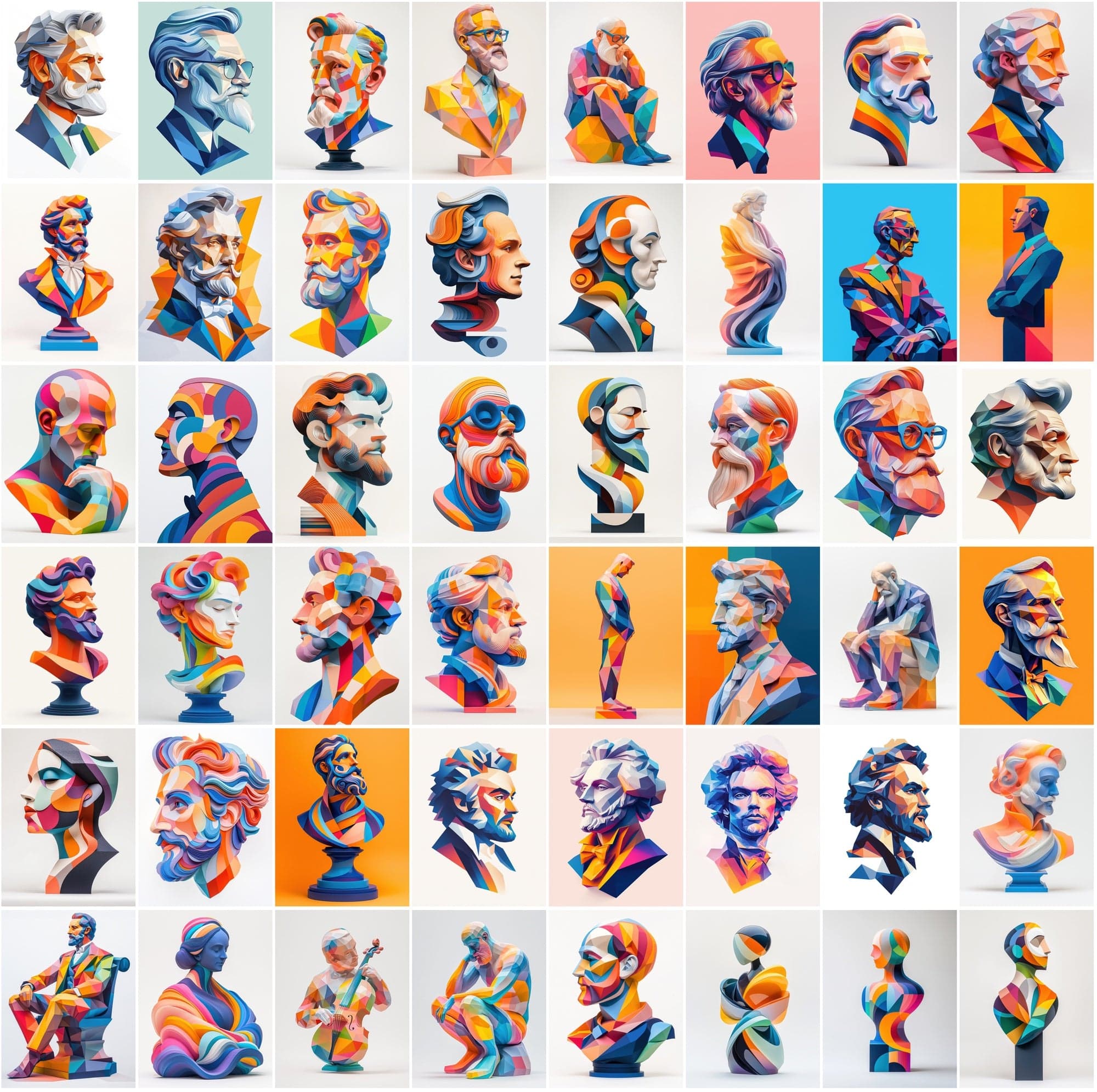 400 Polygonal Musician-Inspired Illustrations Digital Download Sumobundle