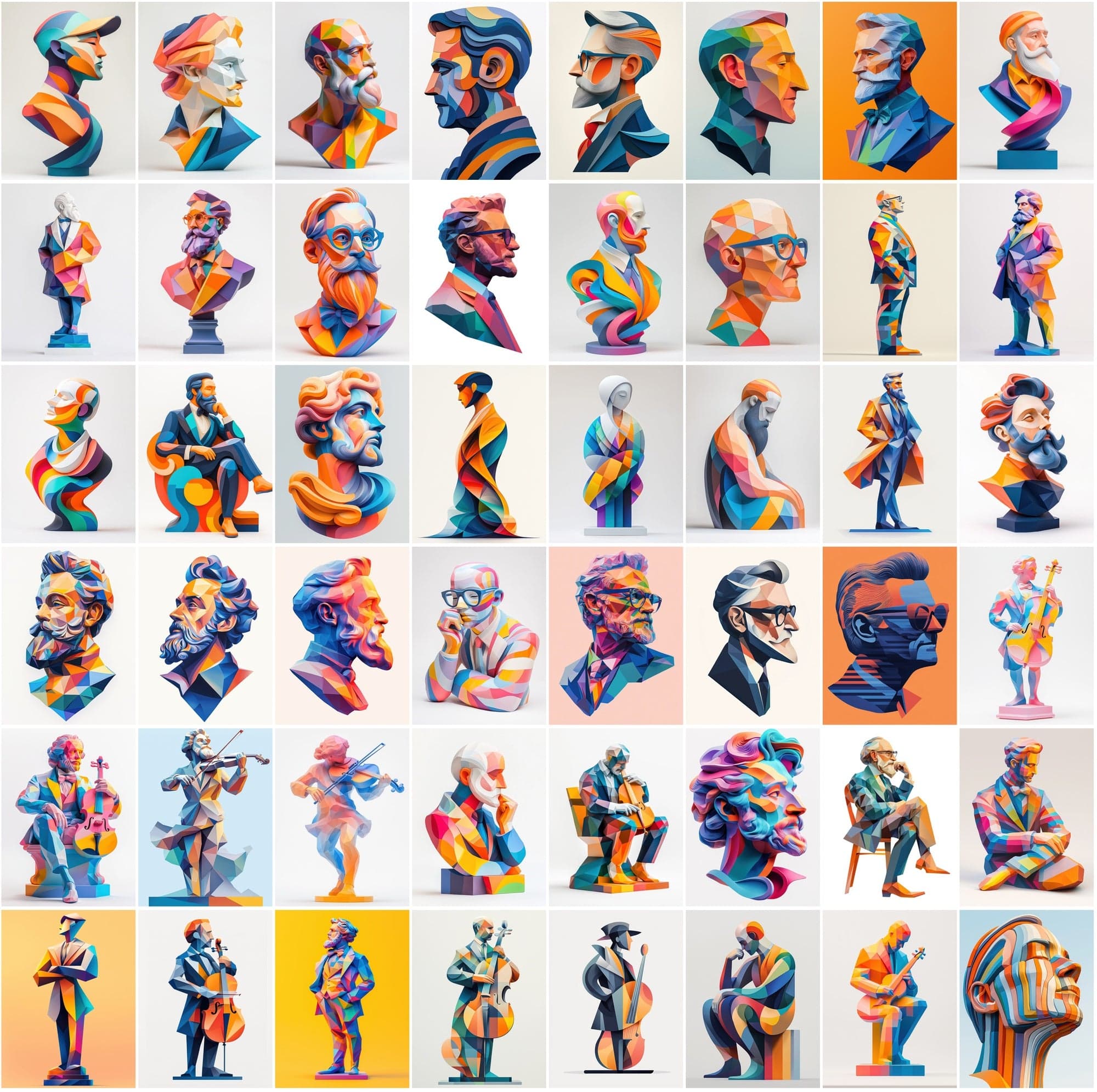 400 Polygonal Musician-Inspired Illustrations Digital Download Sumobundle