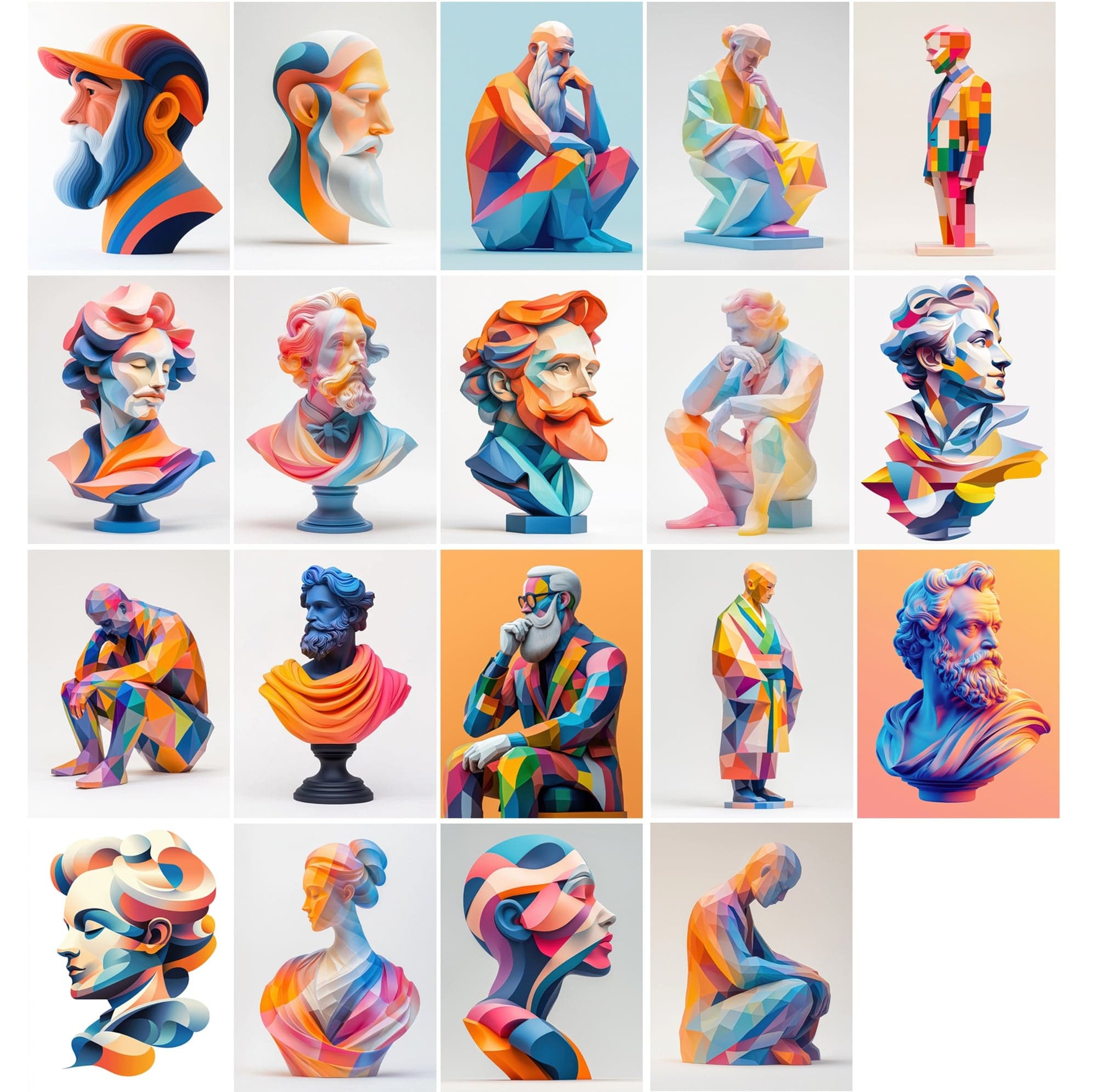 400 Polygonal Musician-Inspired Illustrations Digital Download Sumobundle