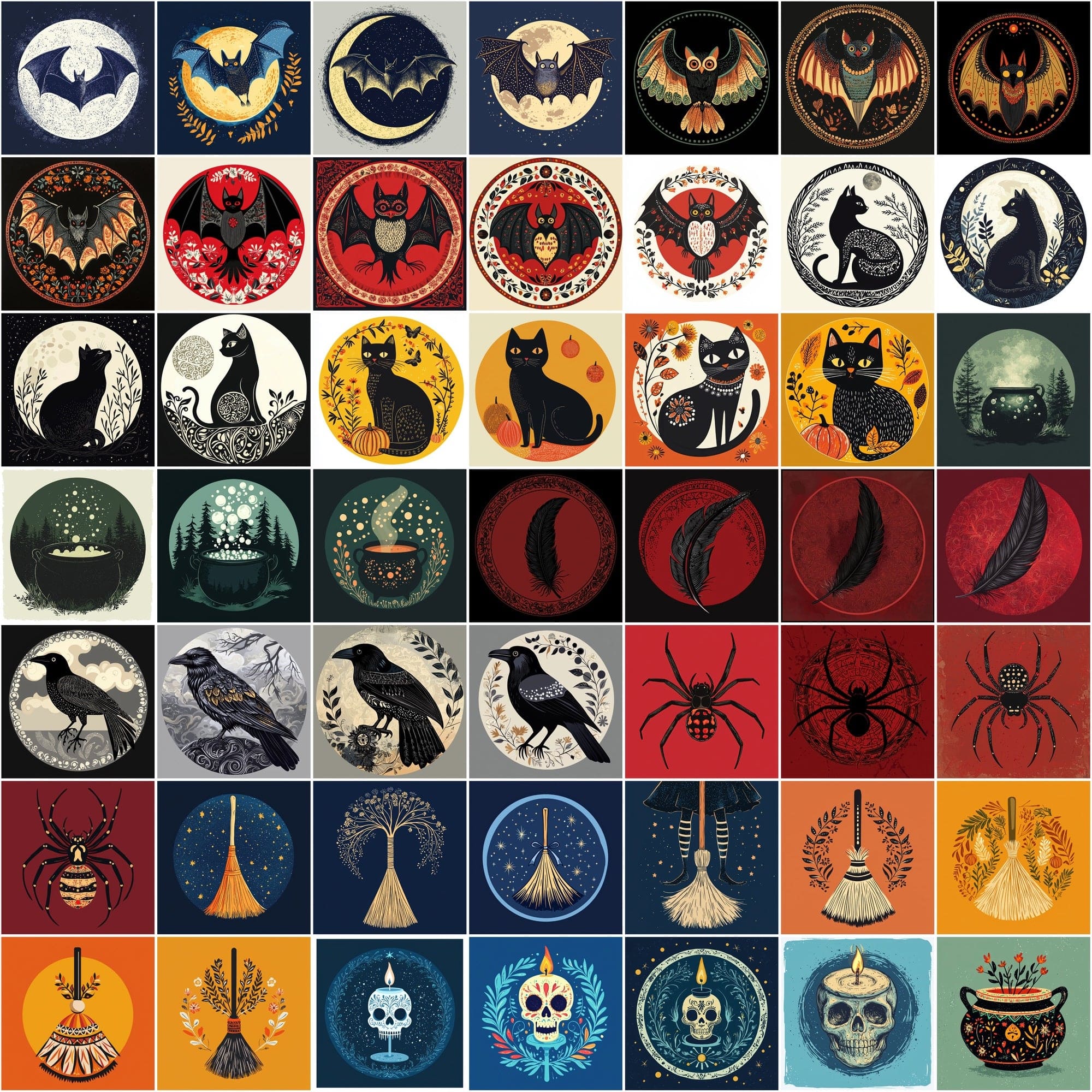 400 Whimsical Halloween Illustrations - Flat Style Designs Digital Download Sumobundle