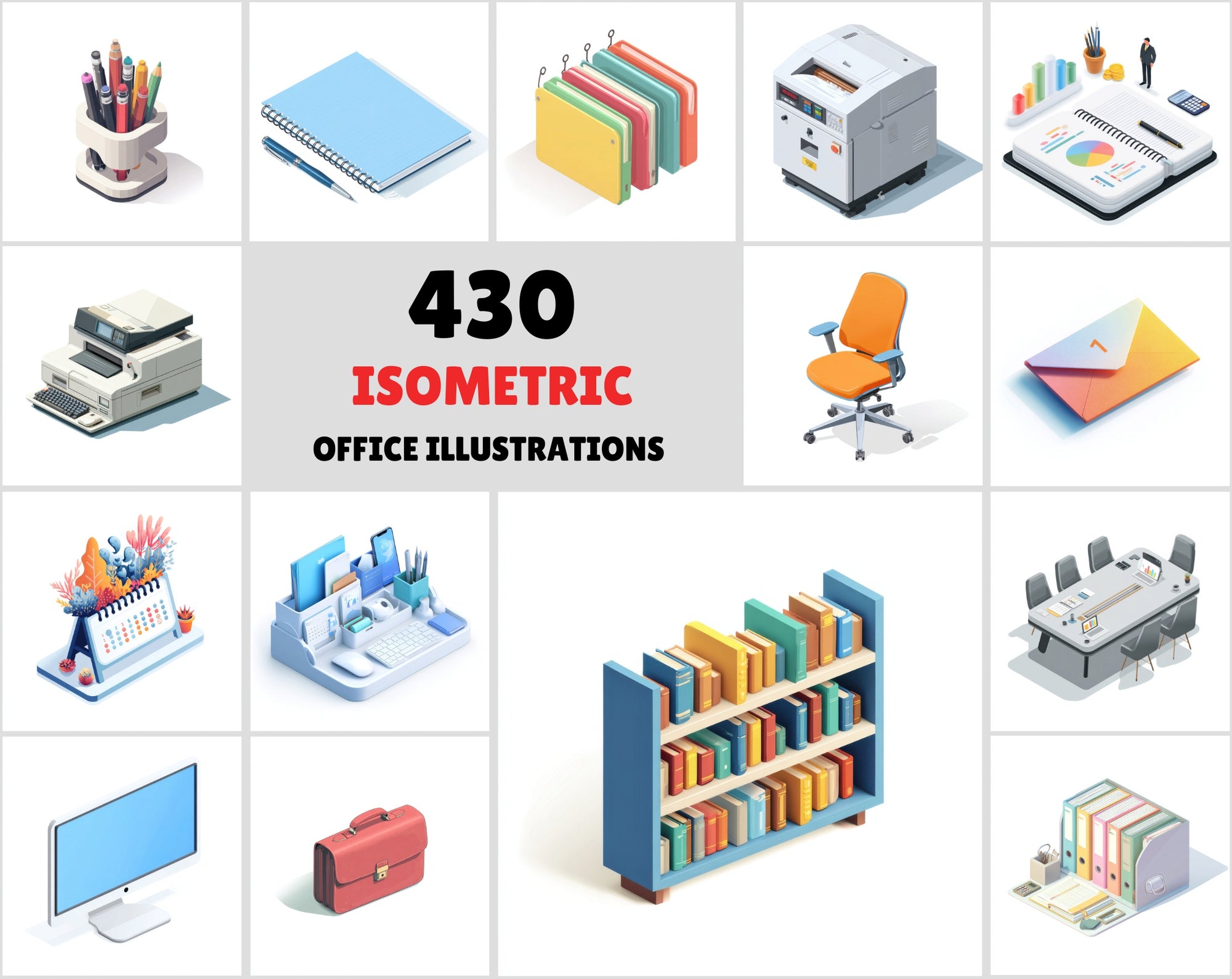 430 Isometric Office Illustrations