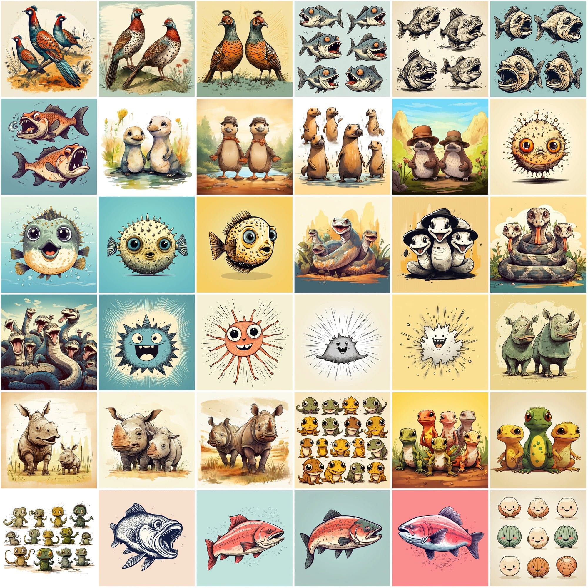 440 Vintage Animal Illustrations Bundle - Funny & Cute Digital Art with Commercial License, Digital Download Sumobundle