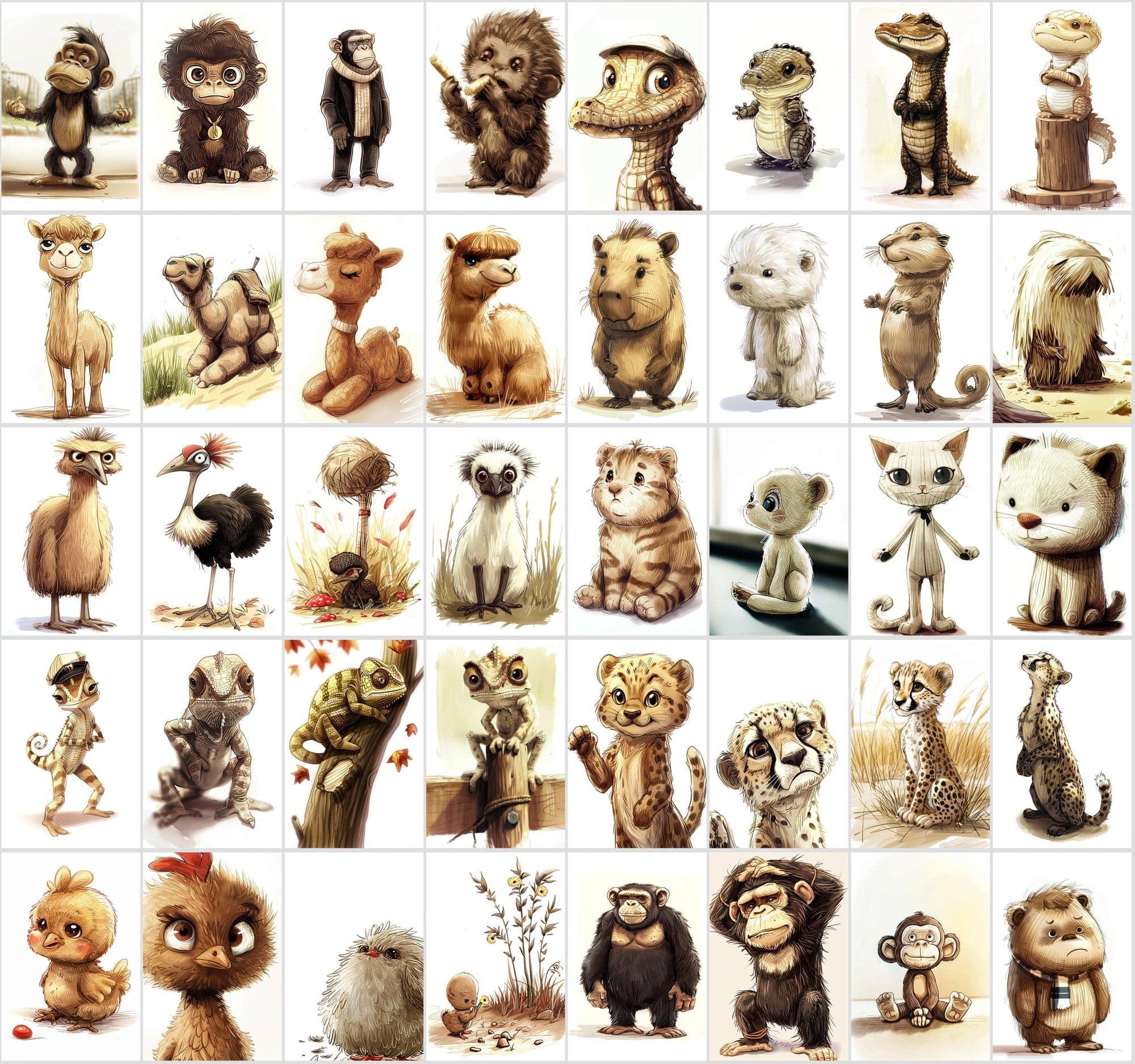 460 Pastel & Desaturated Animal Digital Images Digital Download Sumobundle