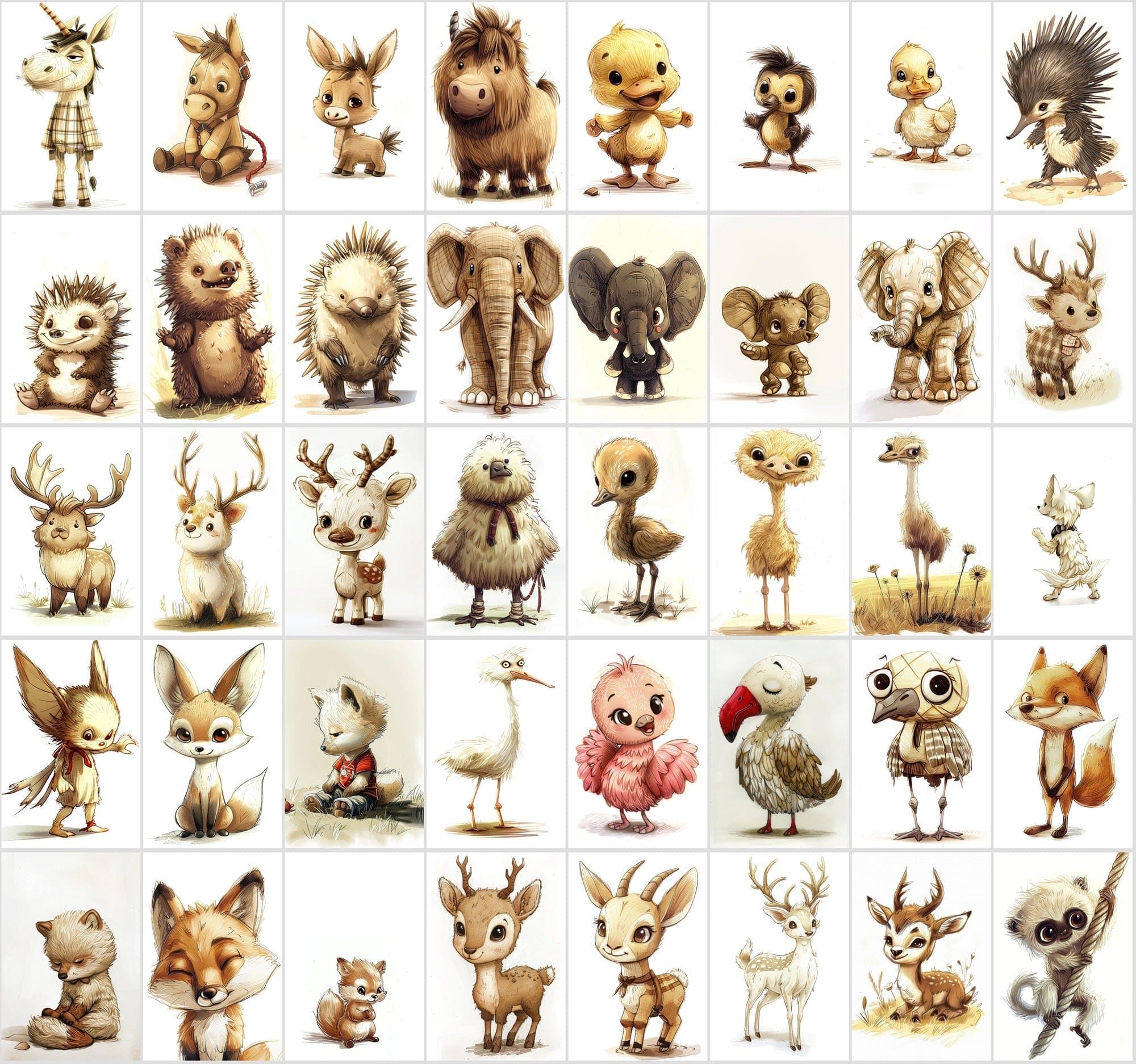 460 Pastel & Desaturated Animal Digital Images Digital Download Sumobundle