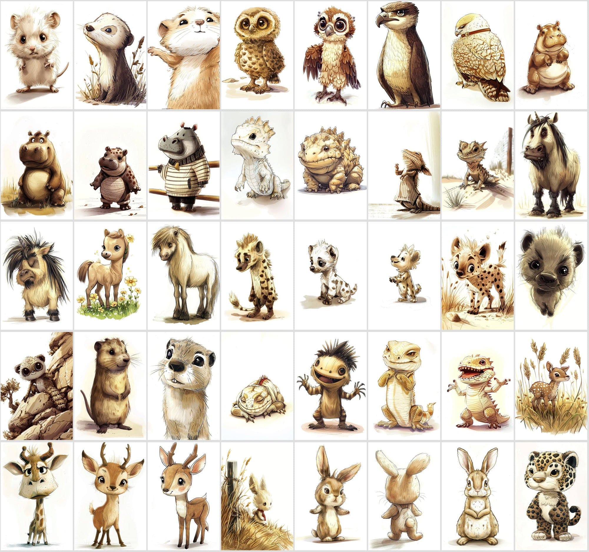 460 Pastel & Desaturated Animal Digital Images Digital Download Sumobundle