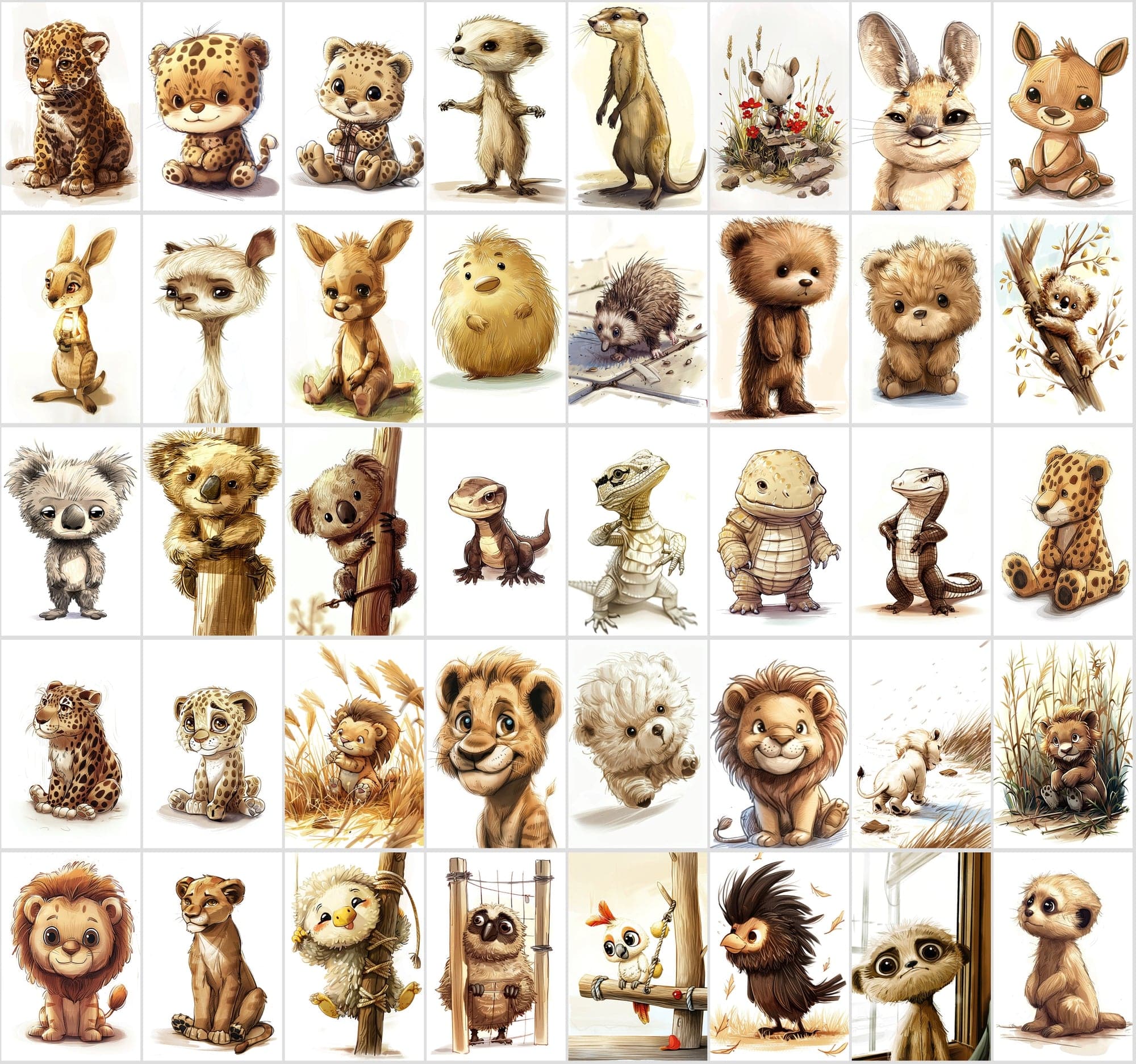 460 Pastel & Desaturated Animal Digital Images Digital Download Sumobundle