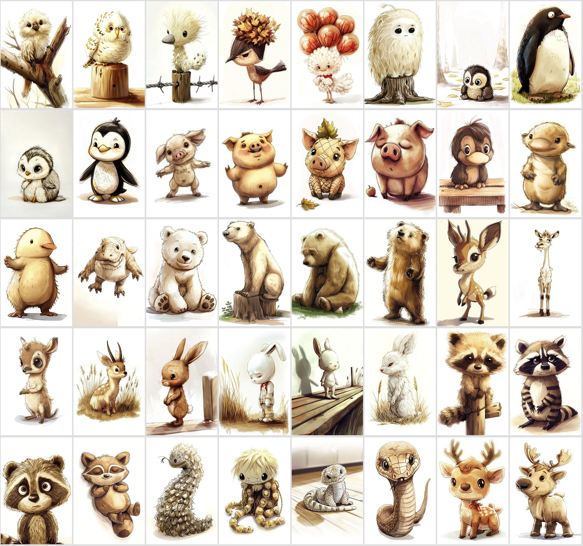 460 Pastel & Desaturated Animal Digital Images Digital Download Sumobundle
