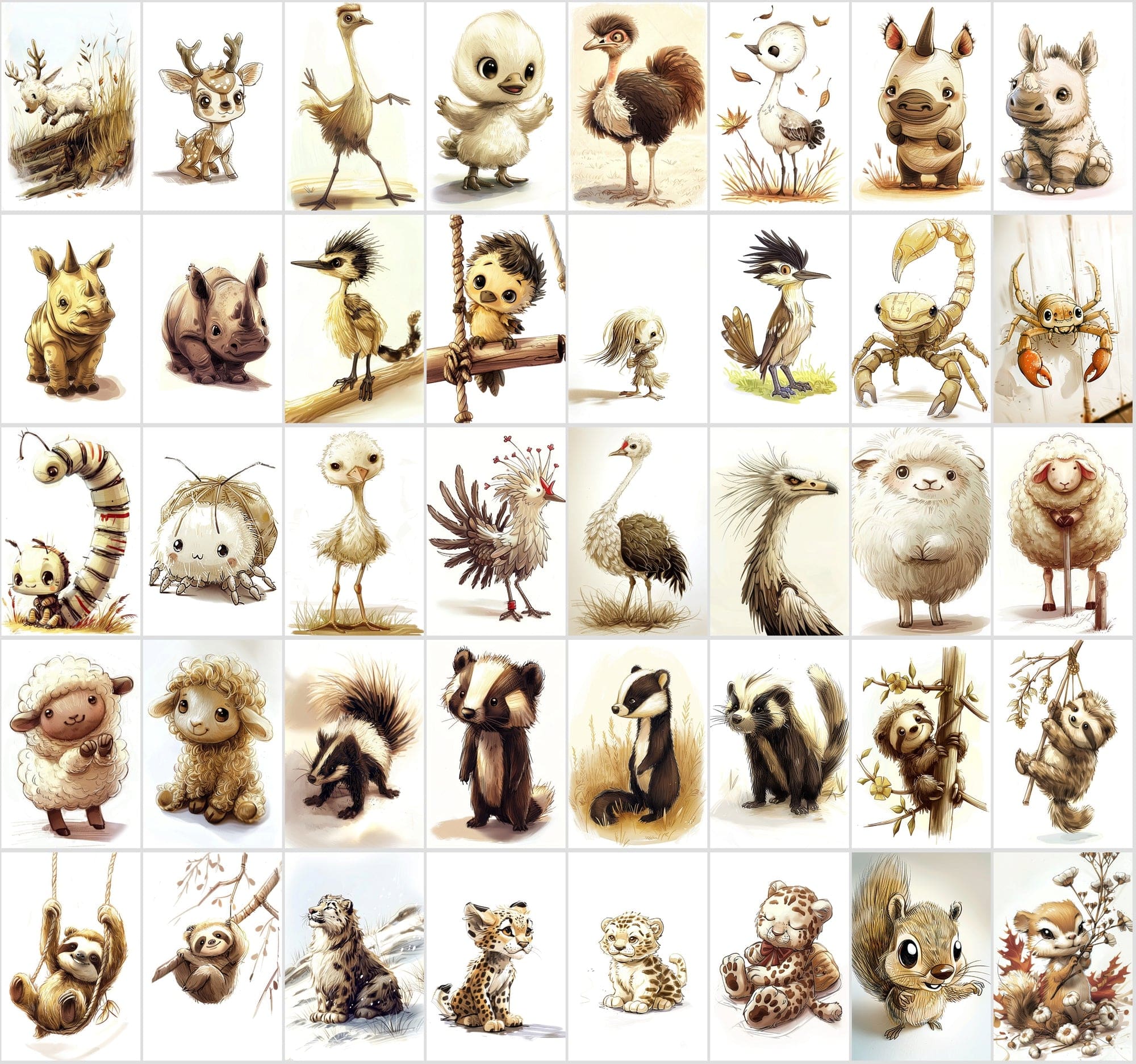 460 Pastel & Desaturated Animal Digital Images Digital Download Sumobundle