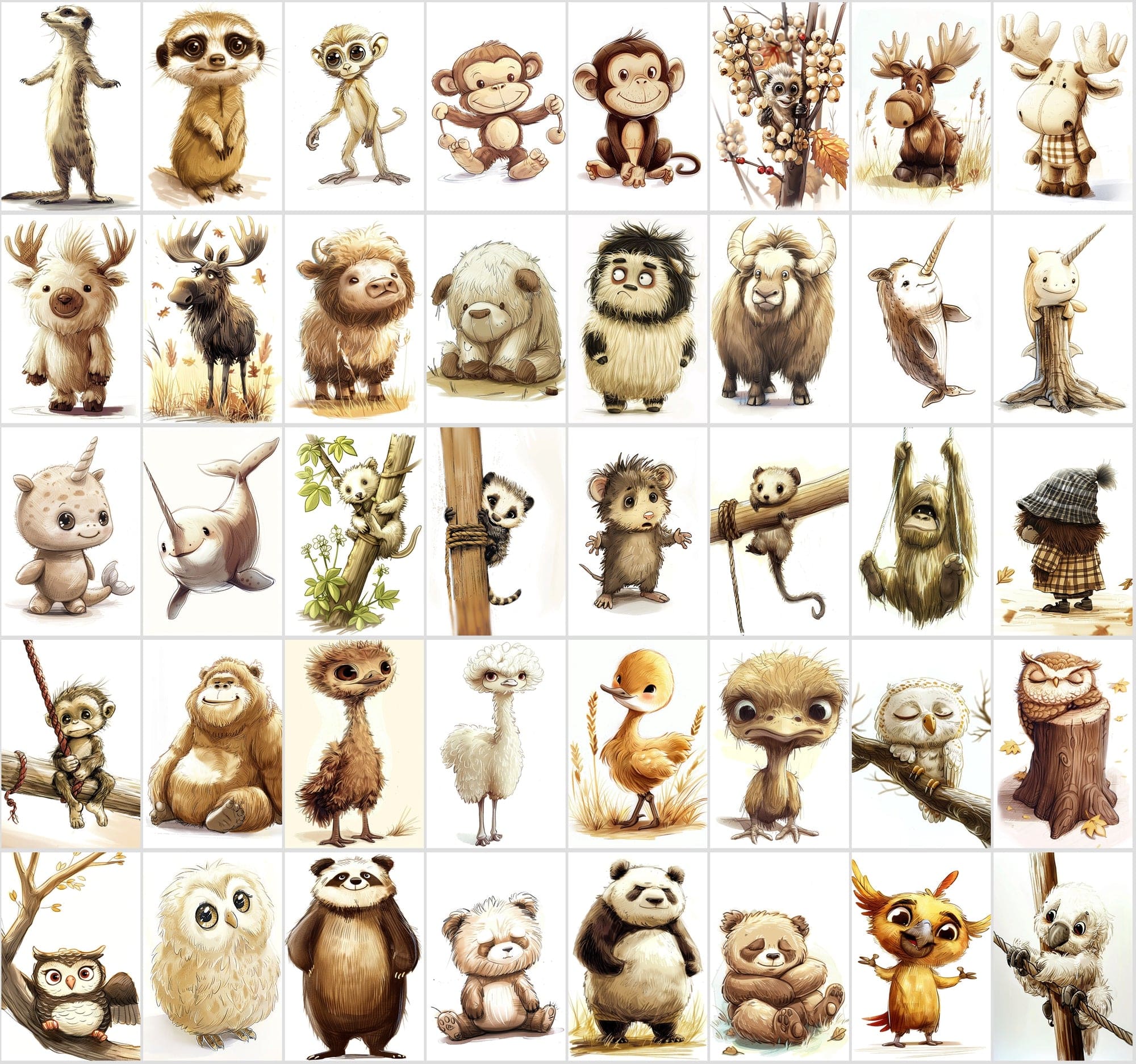 460 Pastel & Desaturated Animal Digital Images Digital Download Sumobundle
