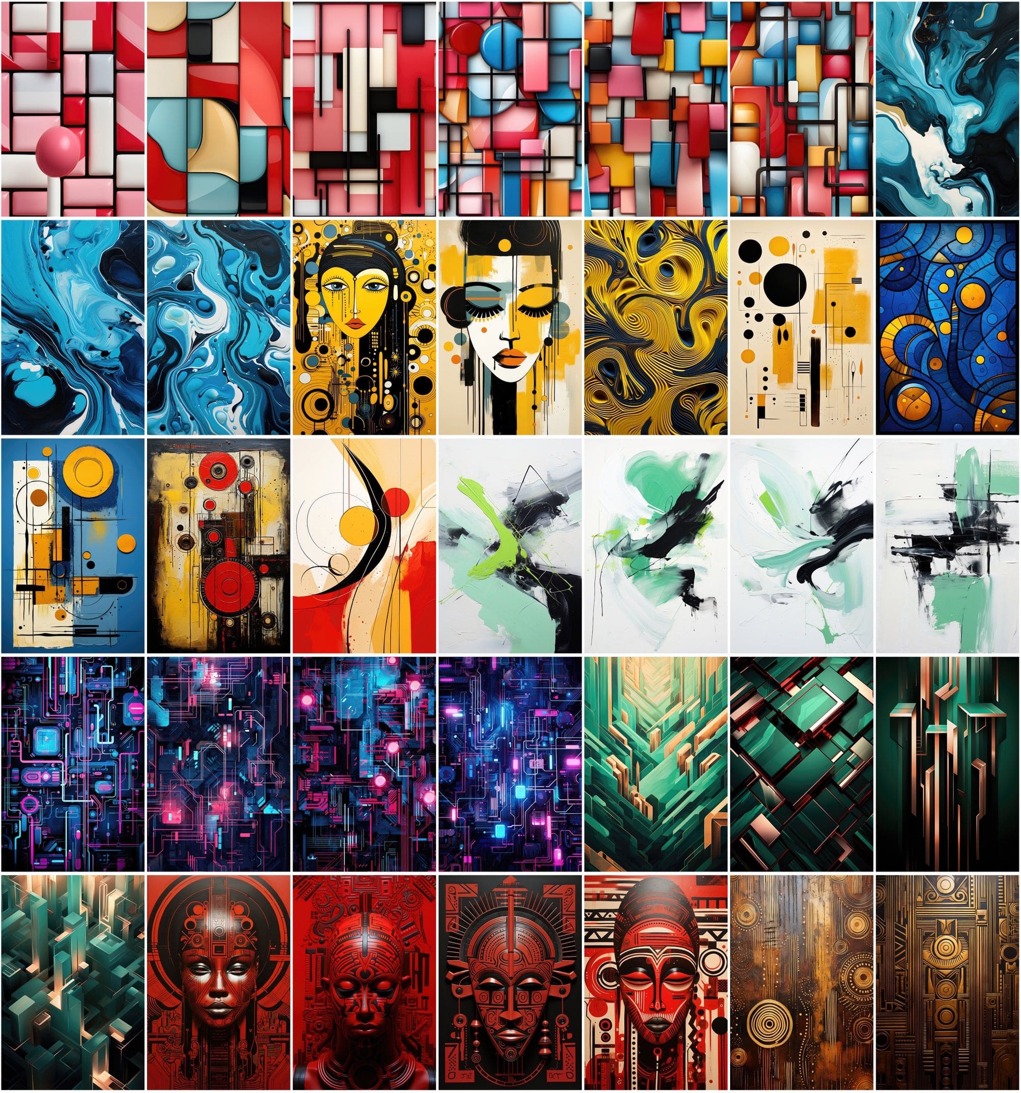 460 Premium Abstract Backgrounds: Action Painting, Geometric Designs, and Modernist Compositions - Commercial License Included Digital Download Sumobundle