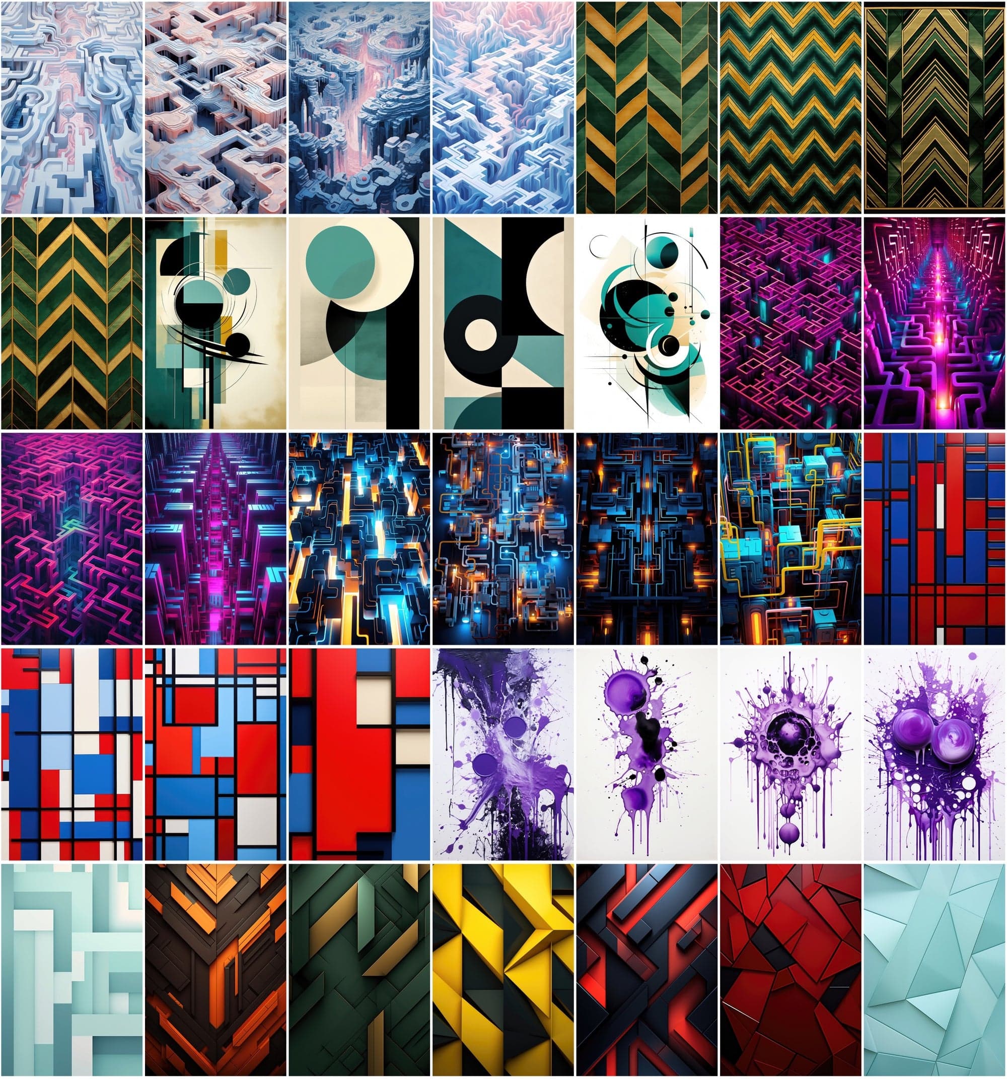 460 Premium Abstract Backgrounds: Action Painting, Geometric Designs, and Modernist Compositions - Commercial License Included Digital Download Sumobundle