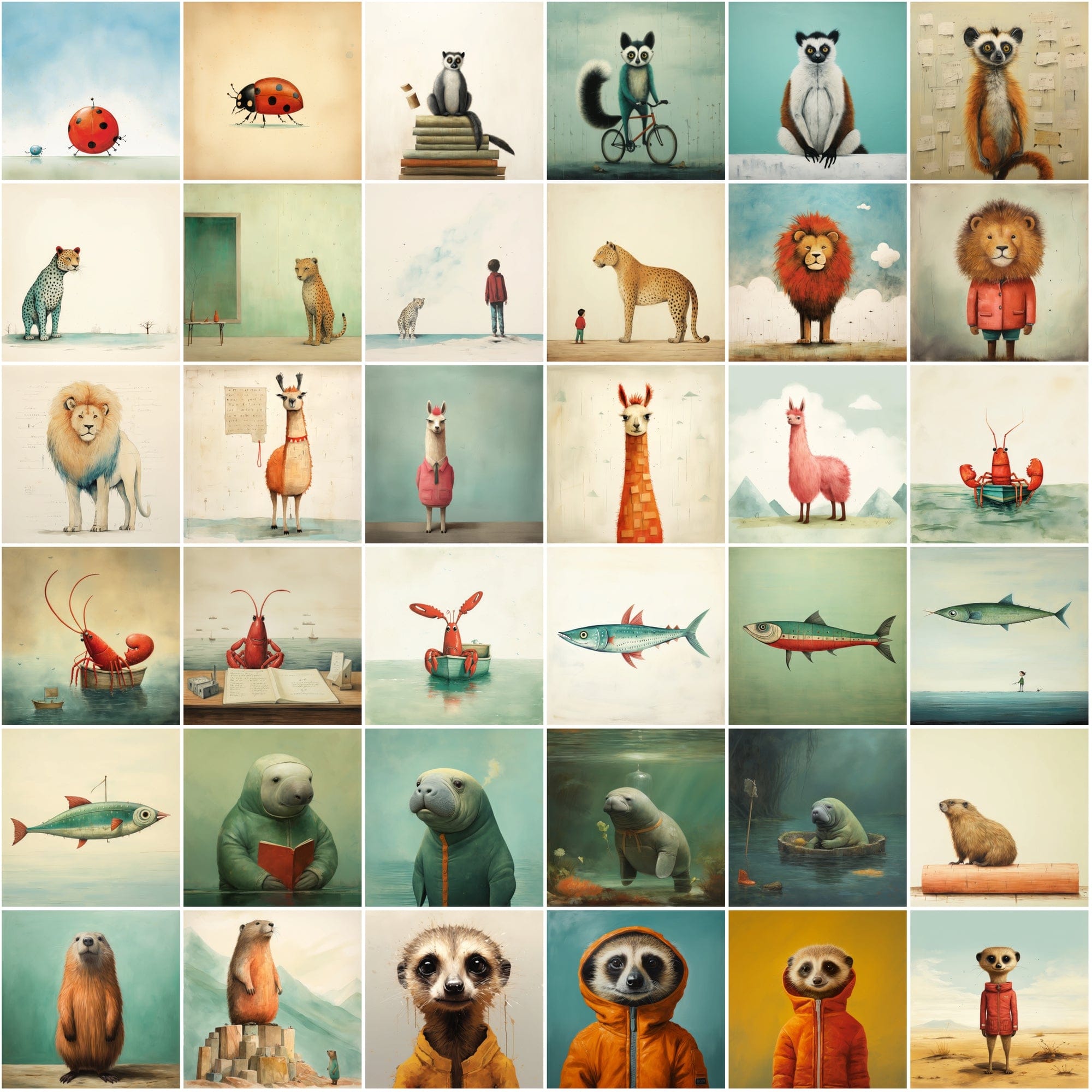 470 Whimsical Wonders: Colorful Animal & Creature Art Collection with Commercial License Digital Download Sumobundle