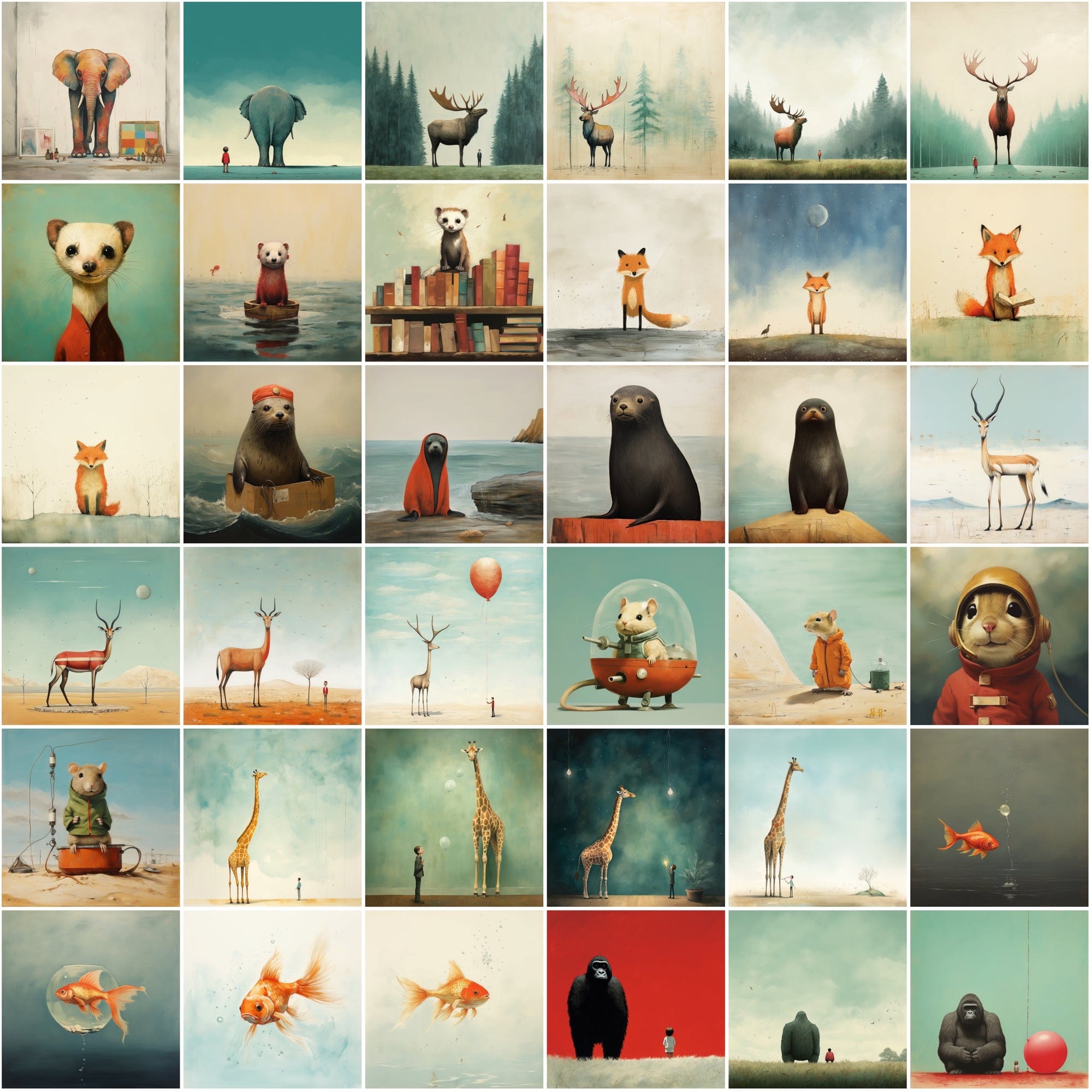 470 Whimsical Wonders: Colorful Animal & Creature Art Collection with Commercial License Digital Download Sumobundle