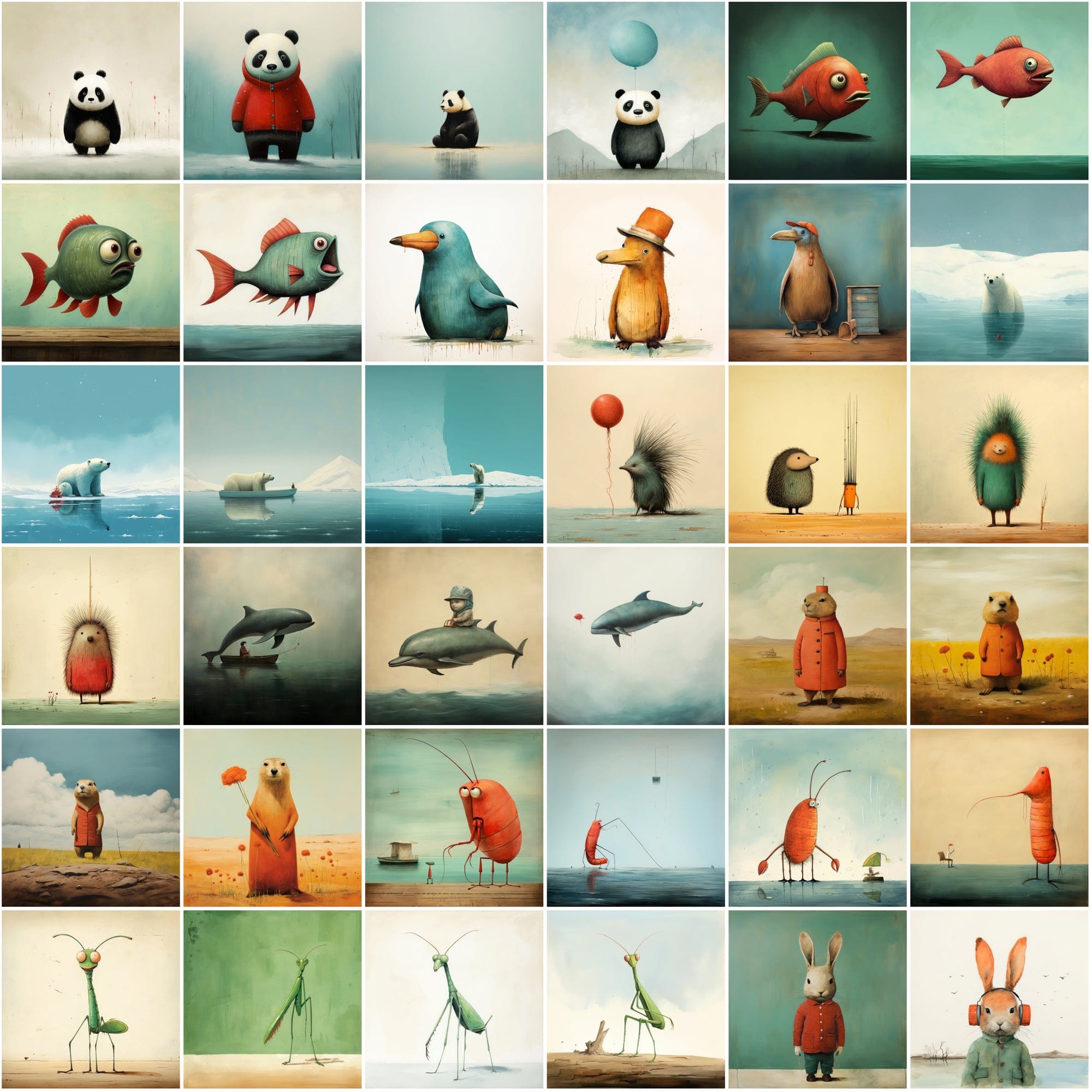 470 Whimsical Wonders: Colorful Animal & Creature Art Collection with Commercial License Digital Download Sumobundle