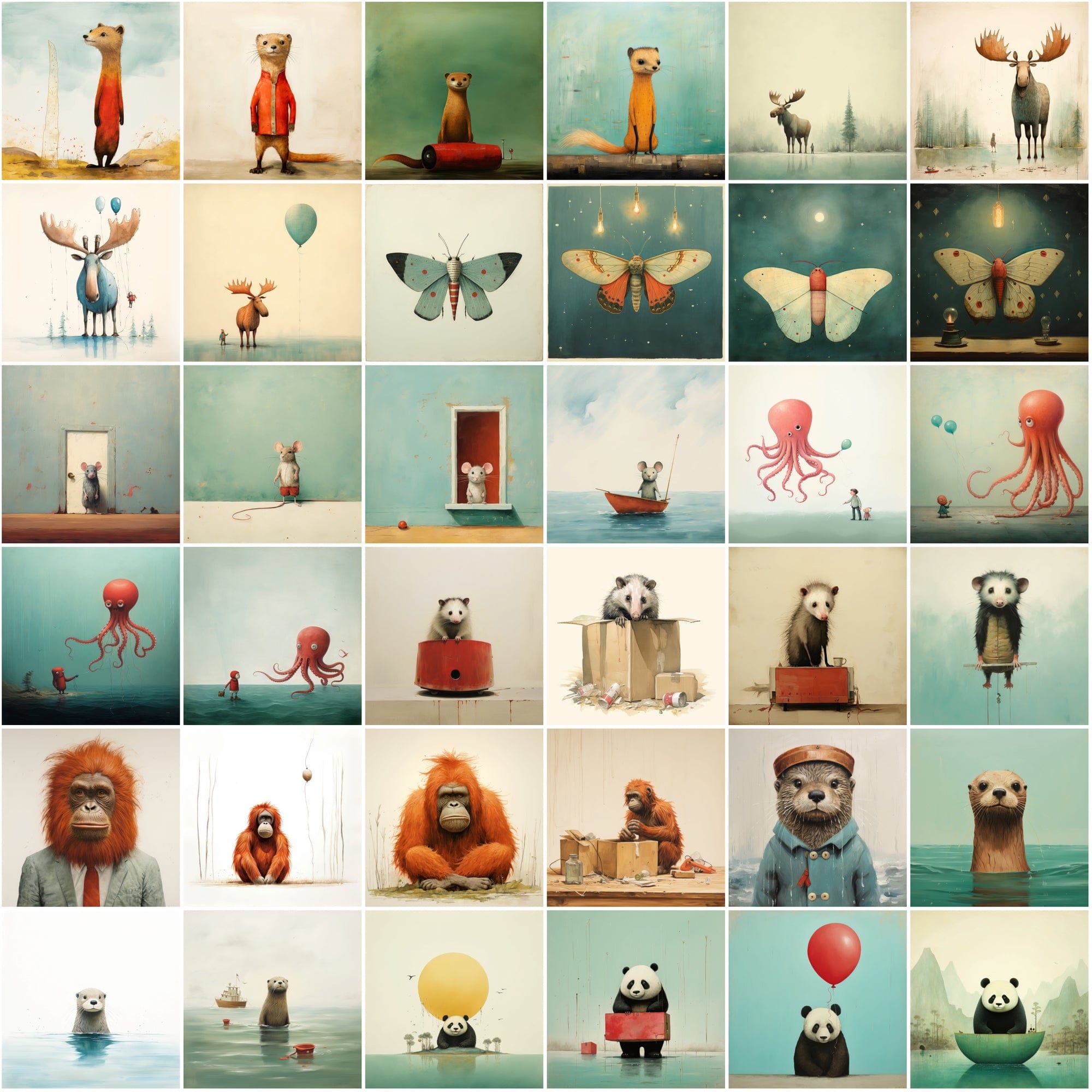 470 Whimsical Wonders: Colorful Animal & Creature Art Collection with Commercial License Digital Download Sumobundle