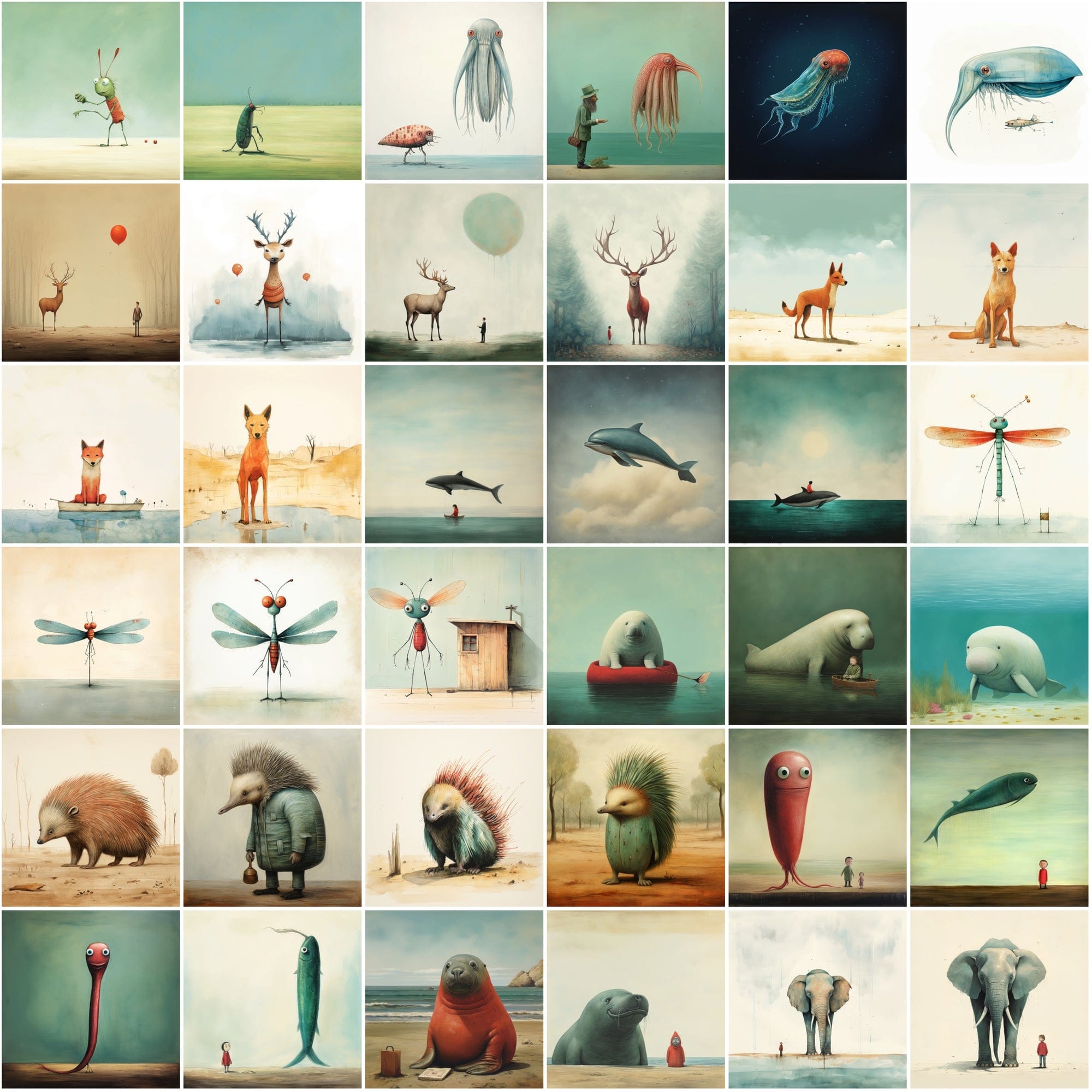 470 Whimsical Wonders: Colorful Animal & Creature Art Collection with Commercial License Digital Download Sumobundle