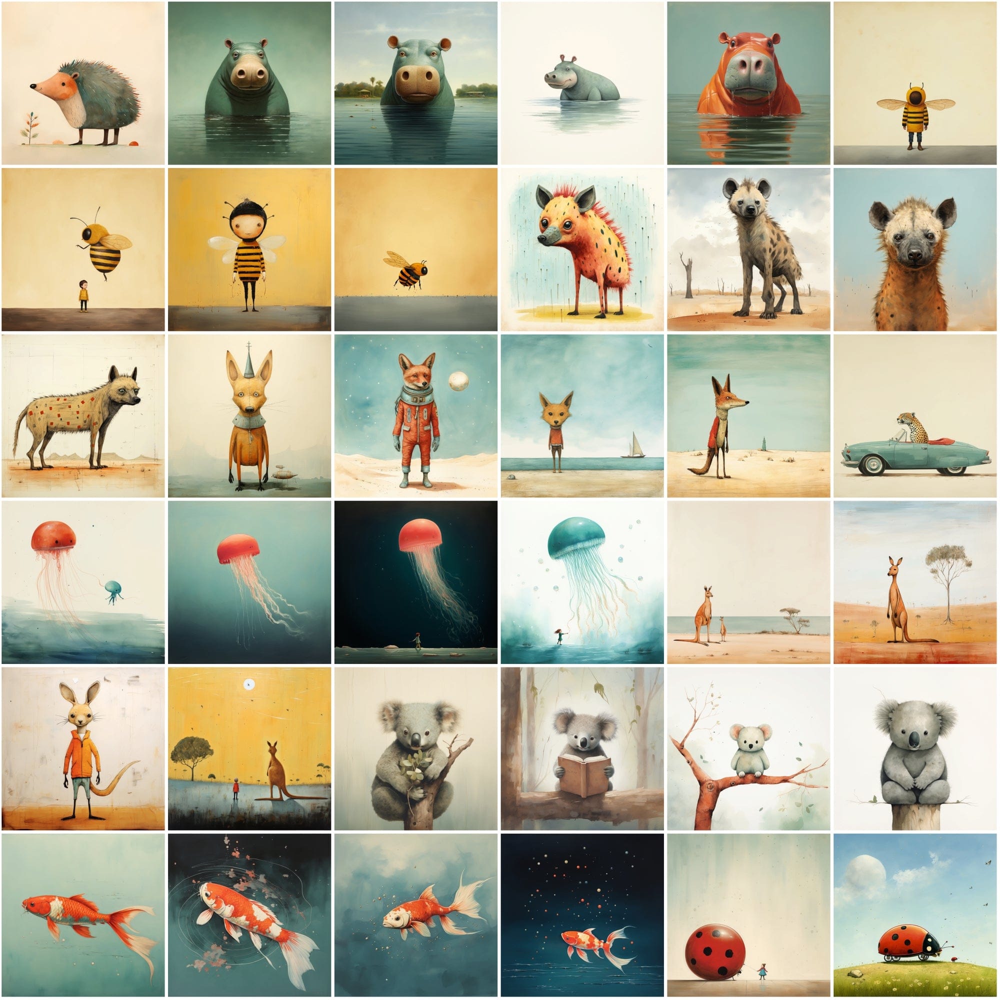 470 Whimsical Wonders: Colorful Animal & Creature Art Collection with Commercial License Digital Download Sumobundle