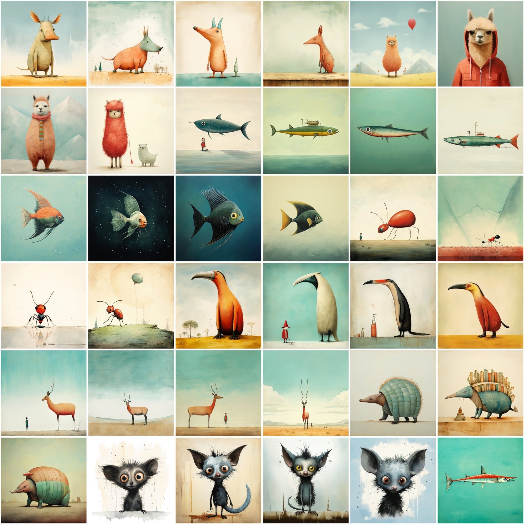 470 Whimsical Wonders: Colorful Animal & Creature Art Collection with Commercial License Digital Download Sumobundle