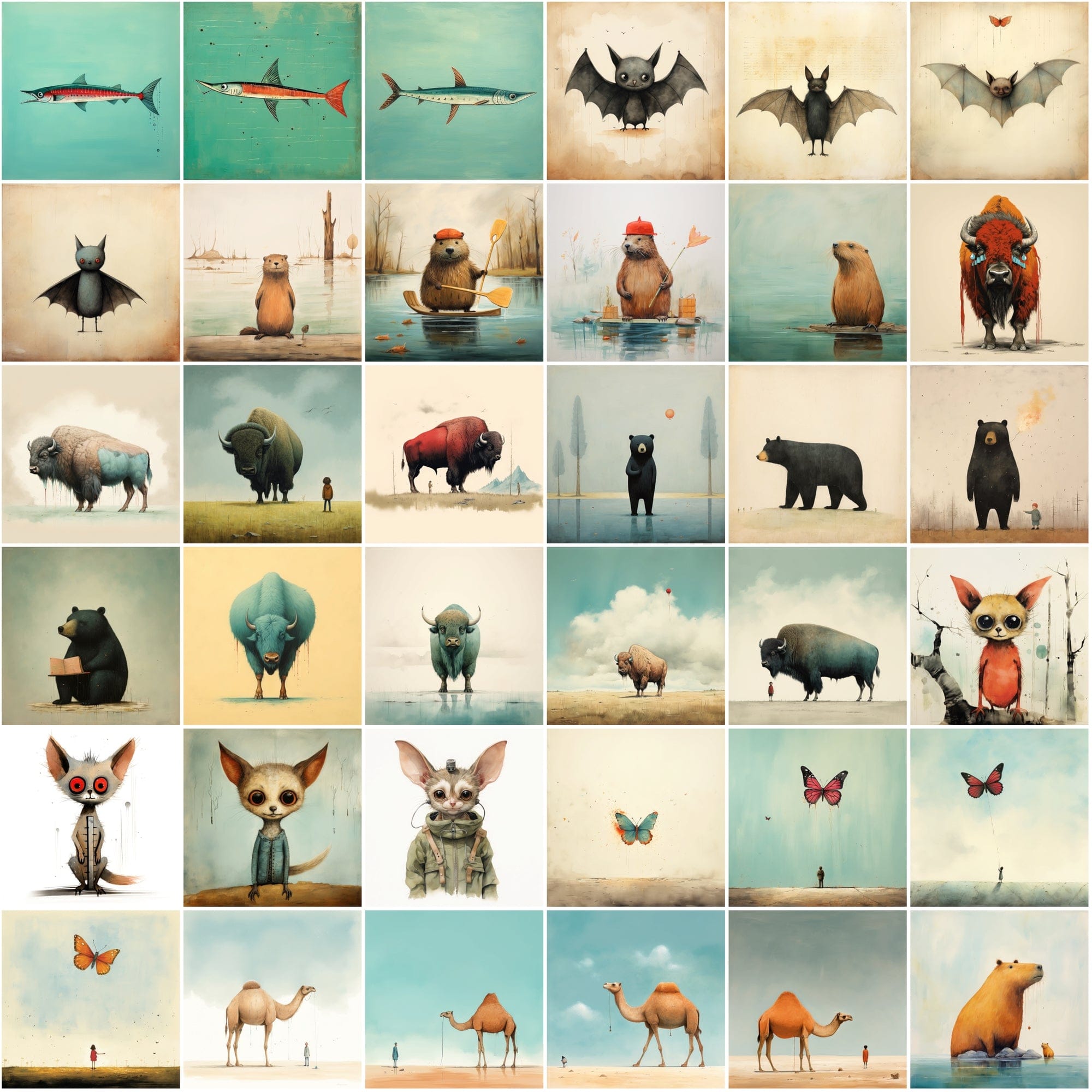 470 Whimsical Wonders: Colorful Animal & Creature Art Collection with Commercial License Digital Download Sumobundle