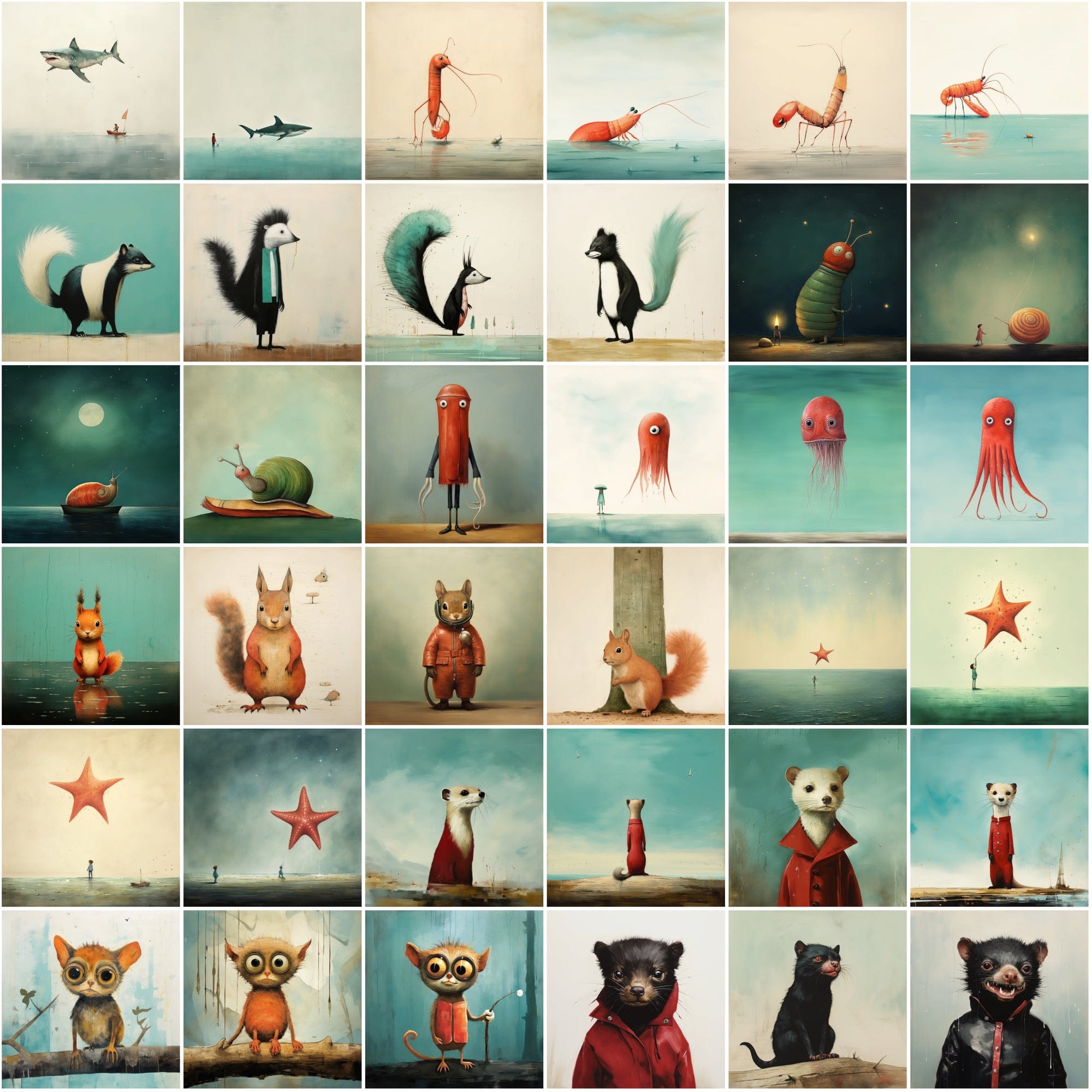 470 Whimsical Wonders: Colorful Animal & Creature Art Collection with Commercial License Digital Download Sumobundle