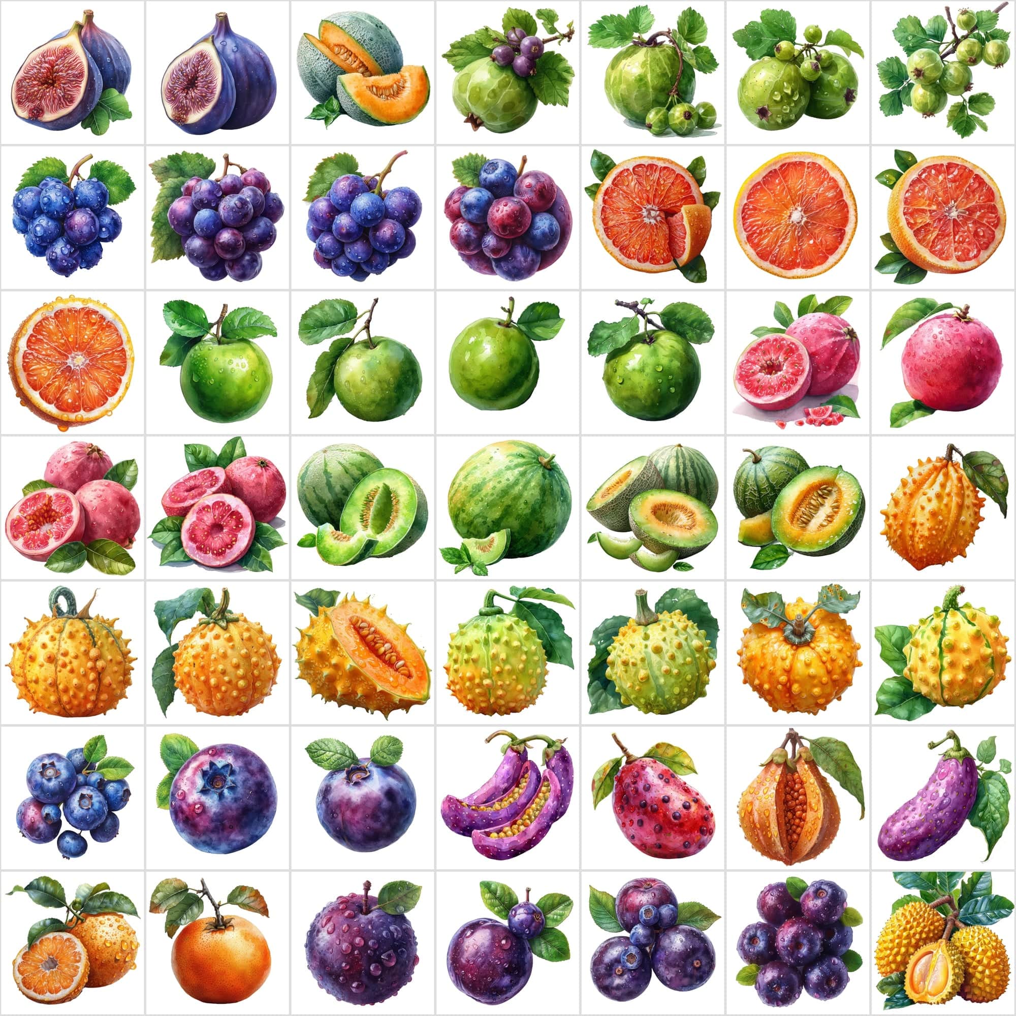 475 Watercolor Fruit Images, High-Quality PNG & JPG, Commercial License Digital Download Sumobundle