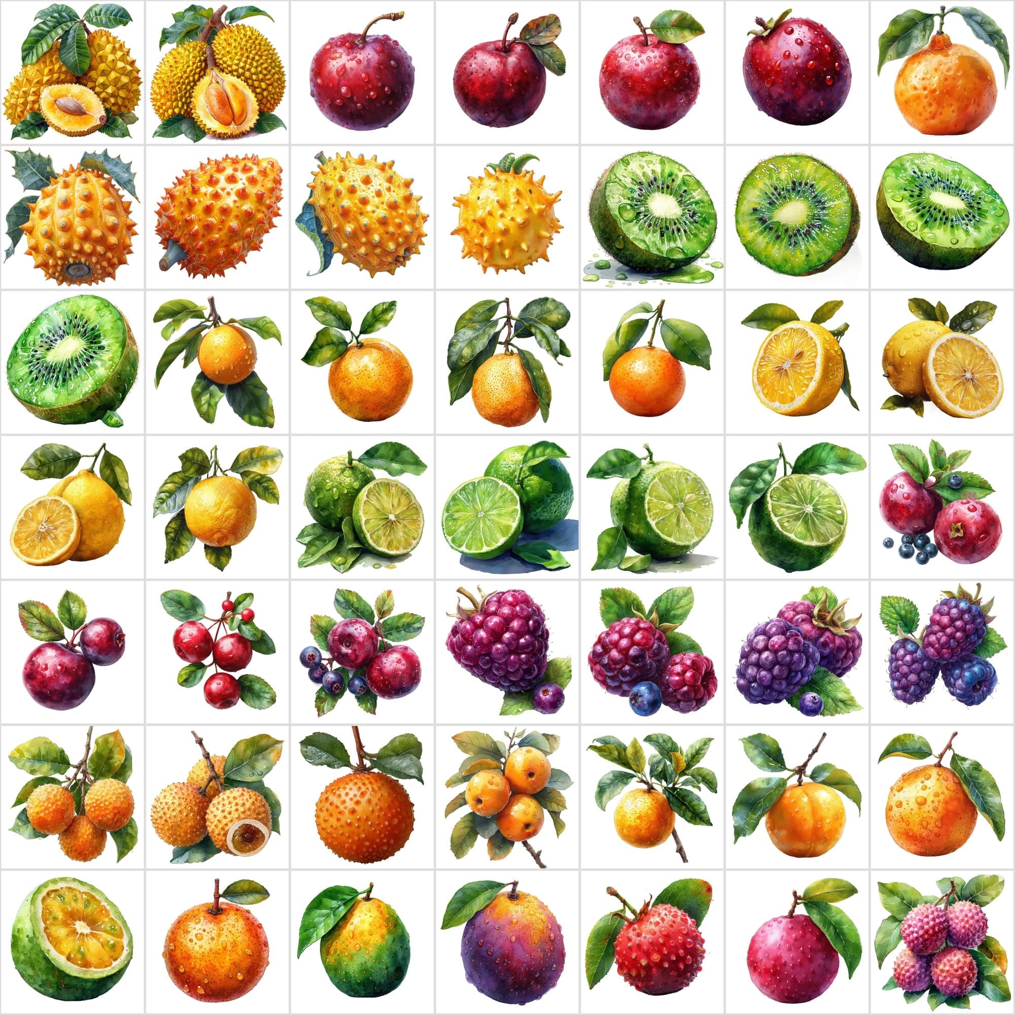 475 Watercolor Fruit Images, High-Quality PNG & JPG, Commercial License Digital Download Sumobundle