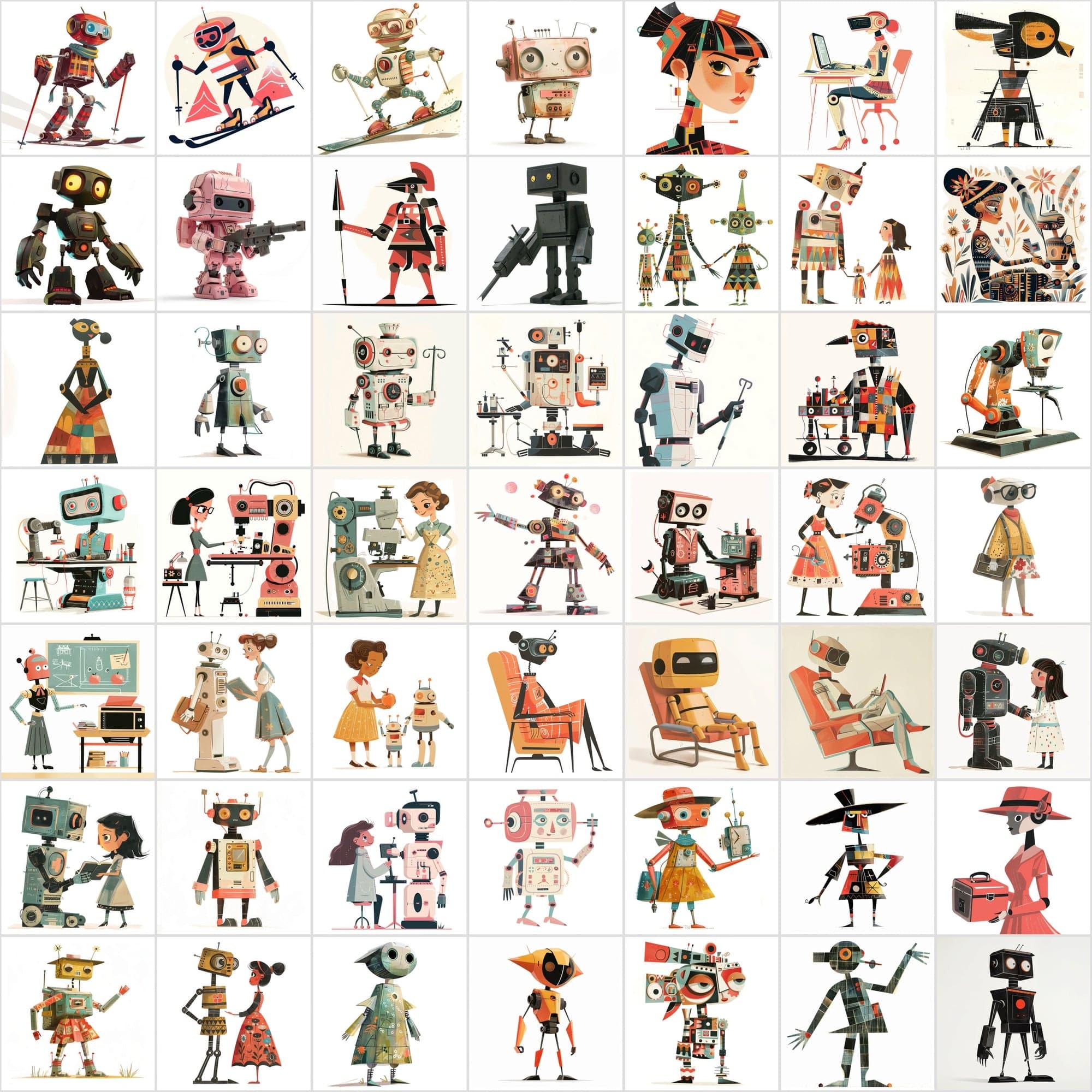 500 Vibrant Robot Designs: A Digital Odyssey of Colorful Imaginations Digital Download Sumobundle