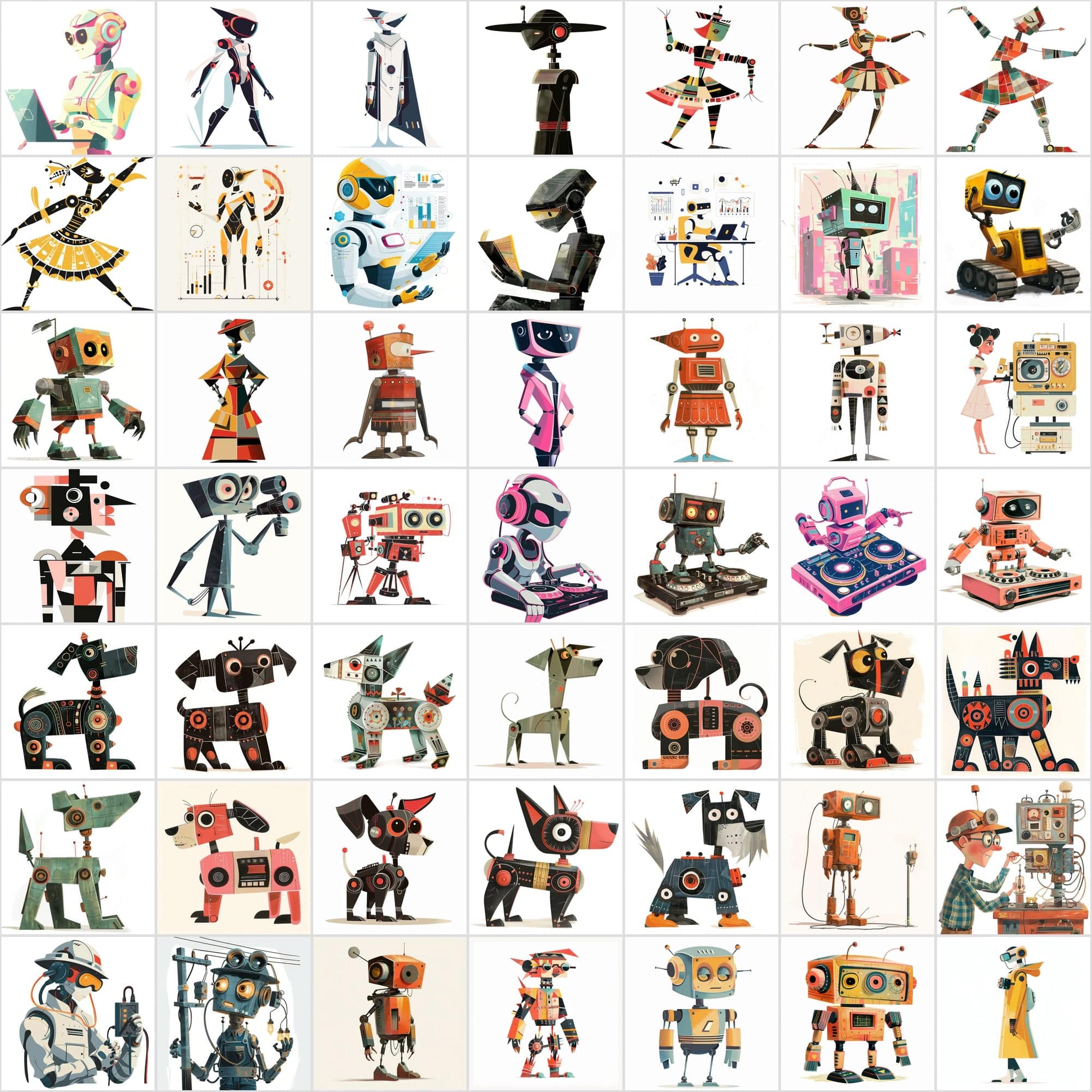 500 Vibrant Robot Designs: A Digital Odyssey of Colorful Imaginations Digital Download Sumobundle