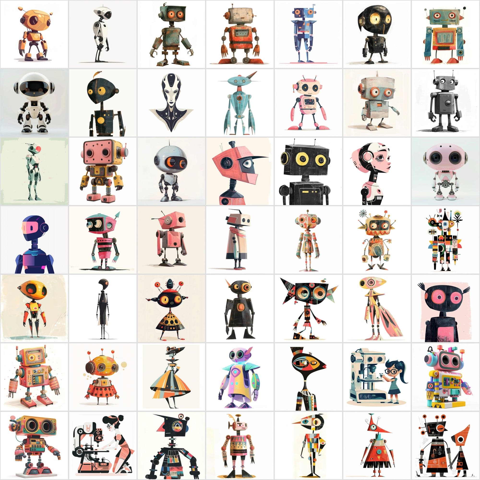 500 Vibrant Robot Designs: A Digital Odyssey of Colorful Imaginations Digital Download Sumobundle