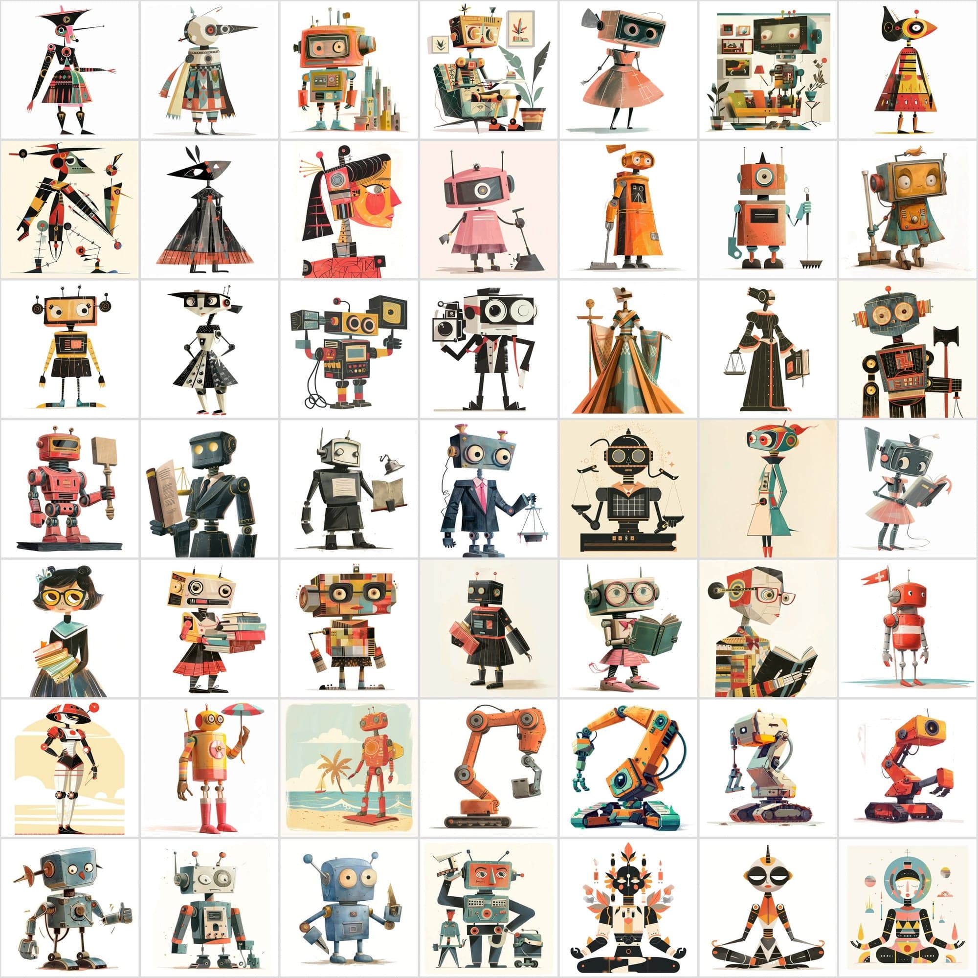 500 Vibrant Robot Designs: A Digital Odyssey of Colorful Imaginations Digital Download Sumobundle