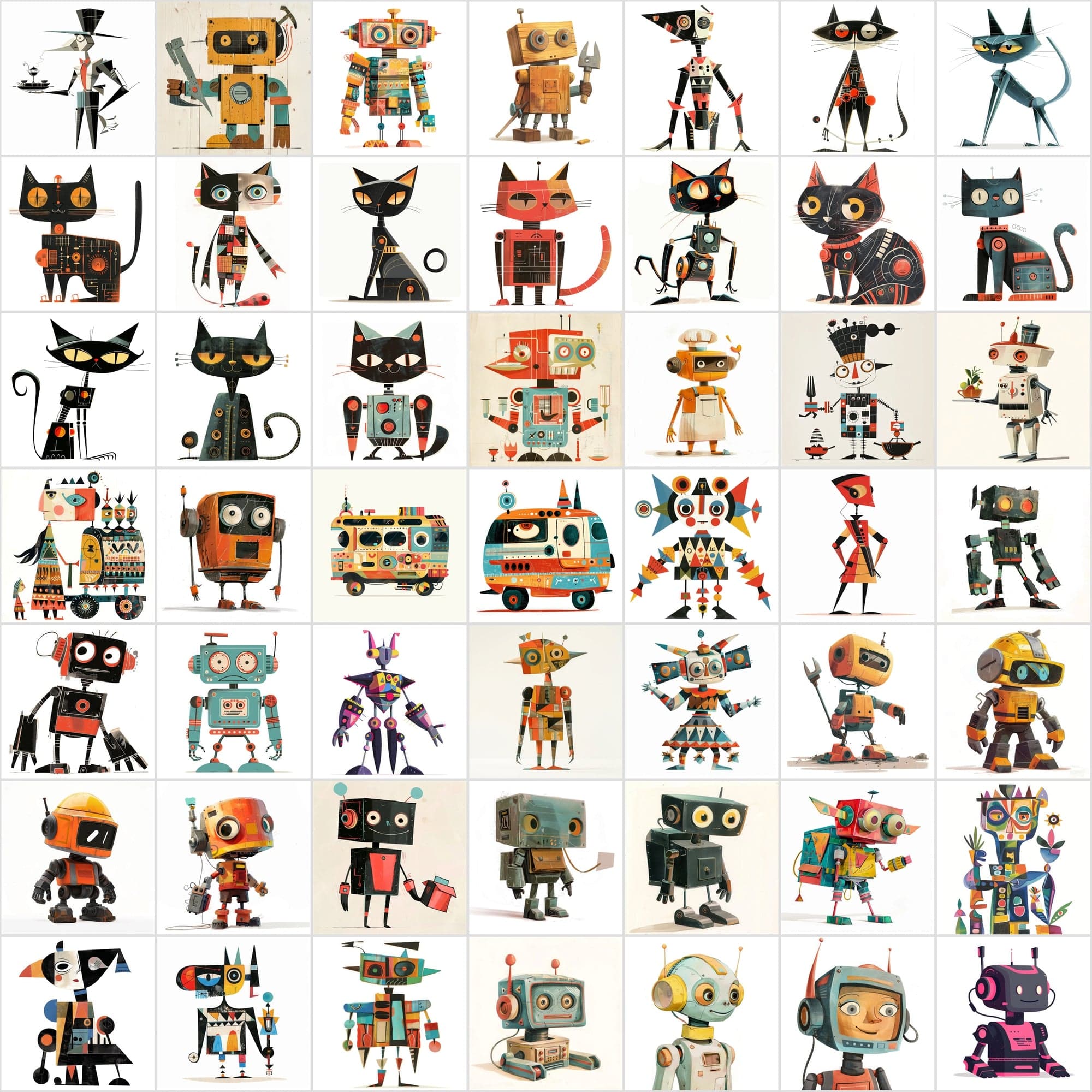 500 Vibrant Robot Designs: A Digital Odyssey of Colorful Imaginations Digital Download Sumobundle