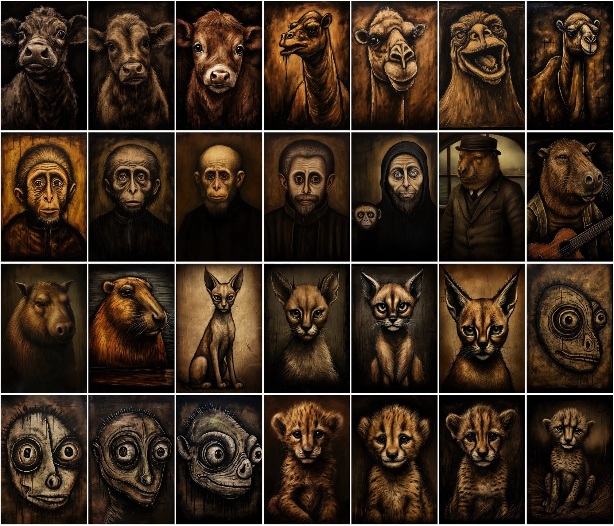535 Unique Dark Animal Illustrations with Commercial License Digital Download Sumobundle