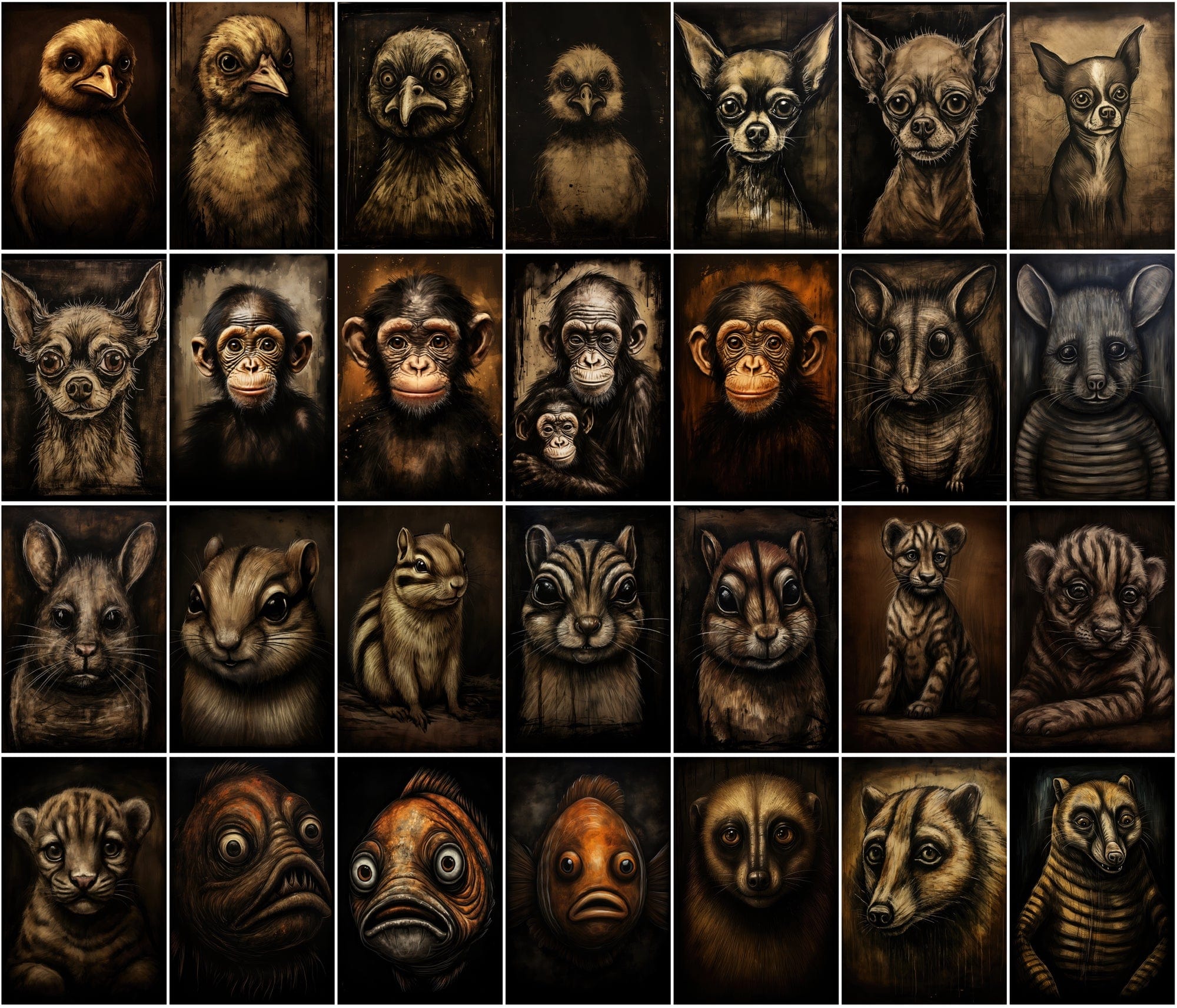 535 Unique Dark Animal Illustrations with Commercial License Digital Download Sumobundle