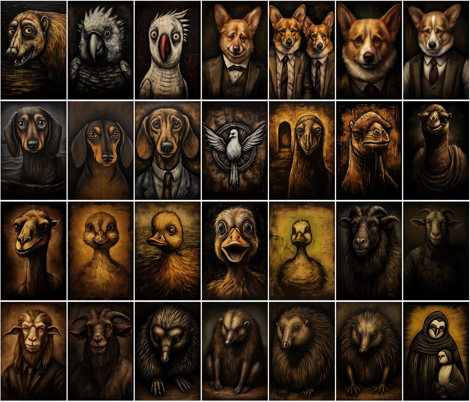 535 Unique Dark Animal Illustrations with Commercial License Digital Download Sumobundle