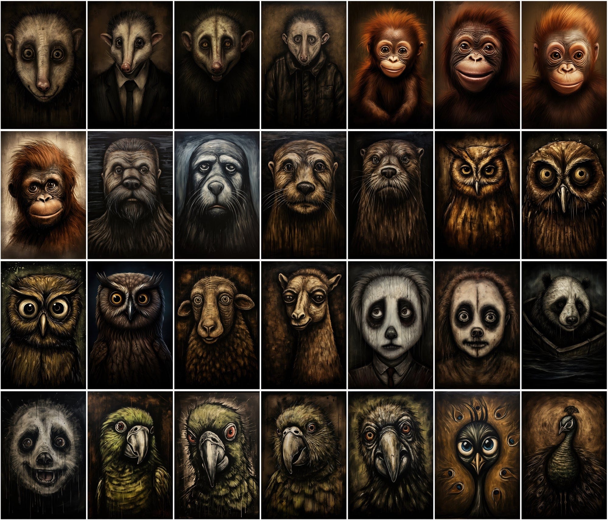 535 Unique Dark Animal Illustrations with Commercial License Digital Download Sumobundle