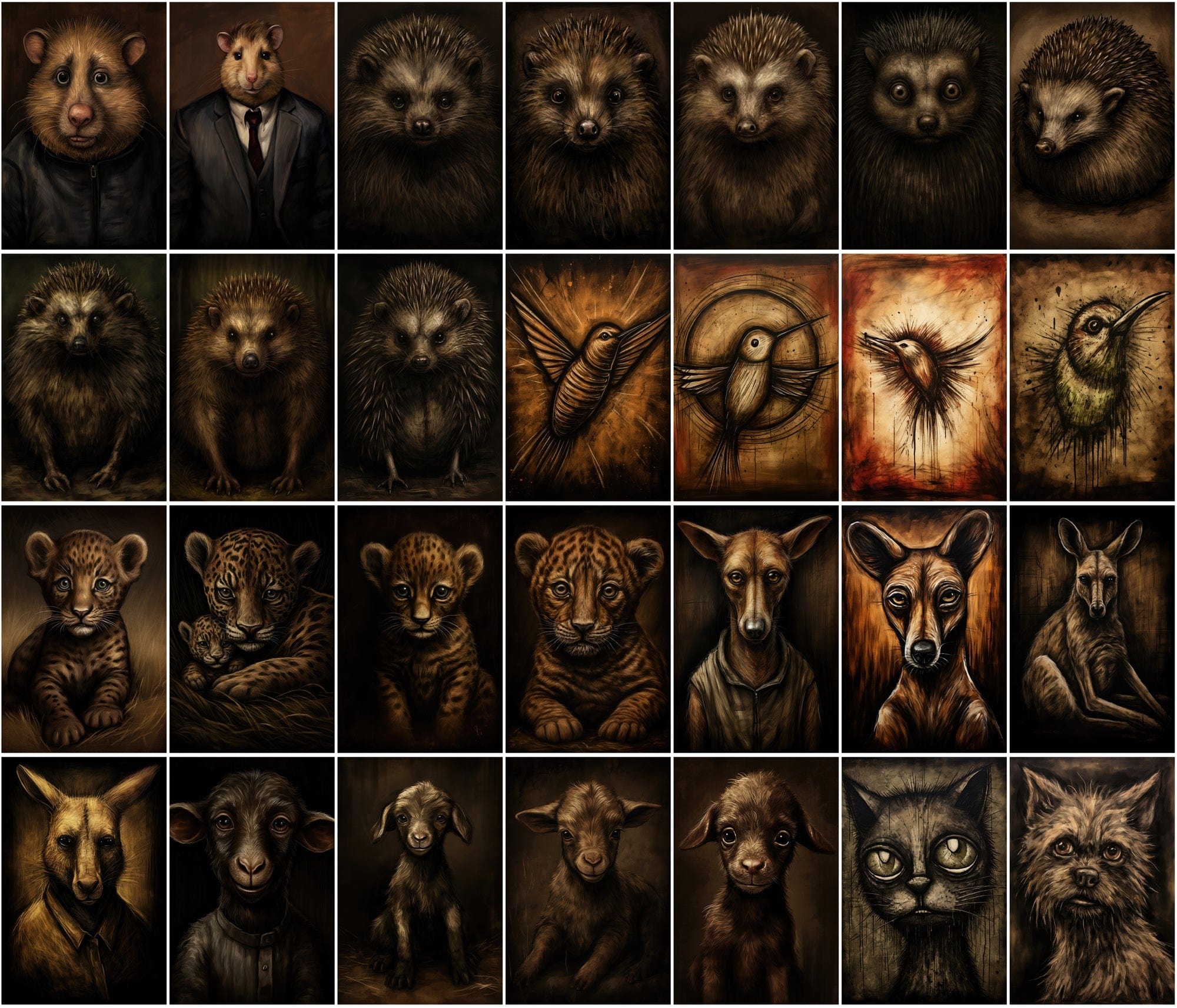 535 Unique Dark Animal Illustrations with Commercial License Digital Download Sumobundle