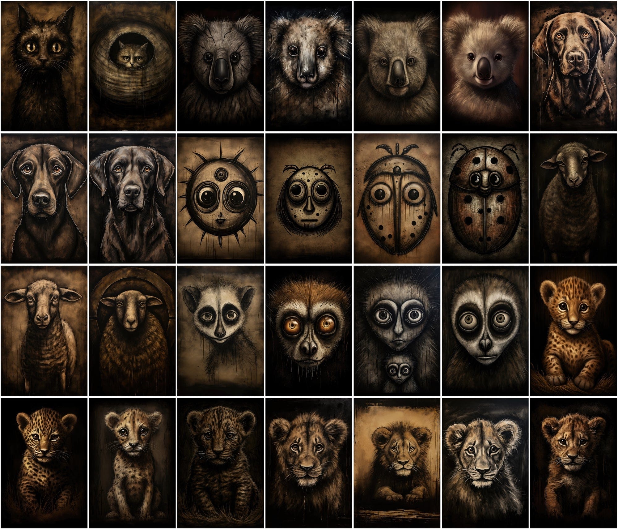 535 Unique Dark Animal Illustrations with Commercial License Digital Download Sumobundle