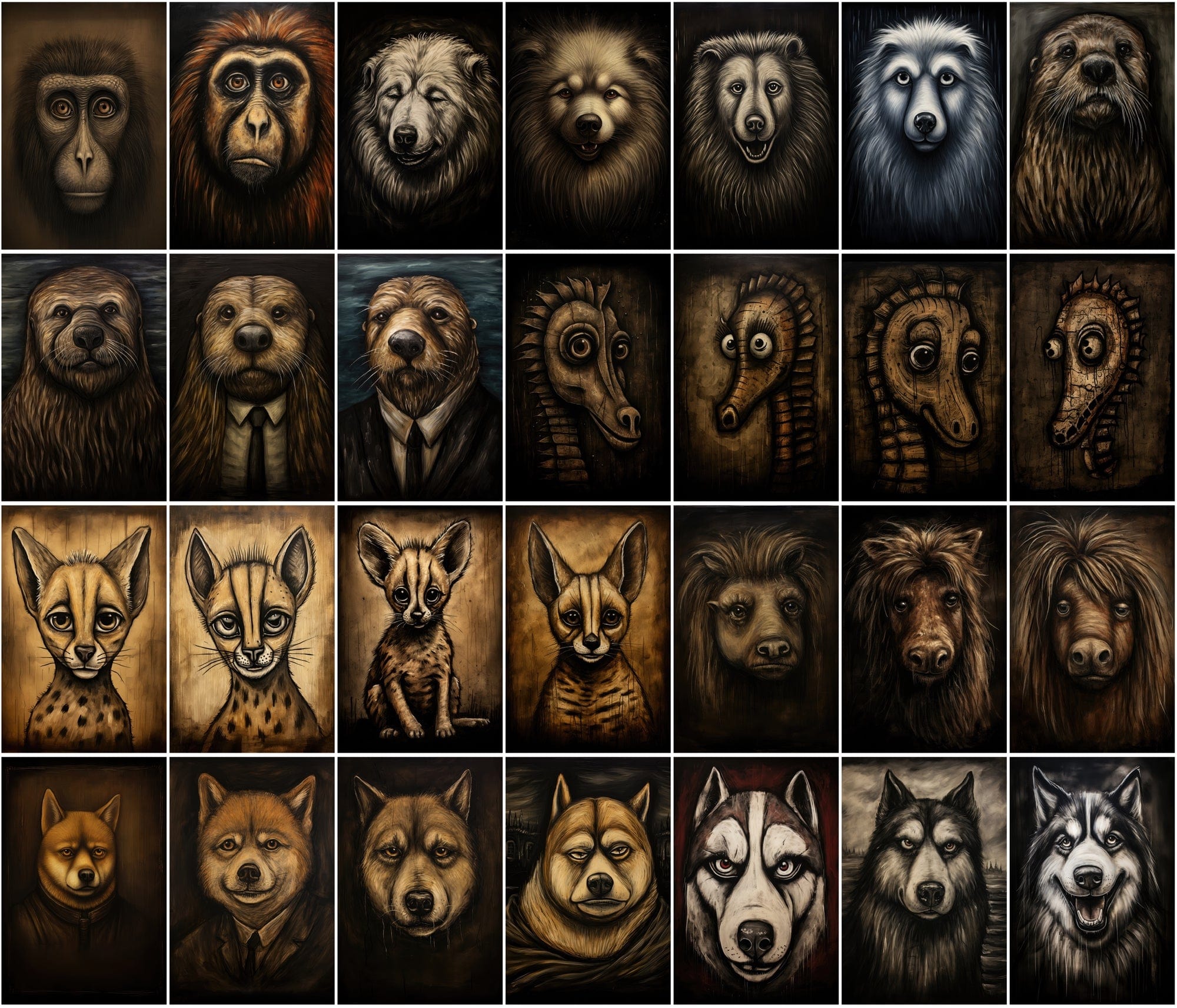 535 Unique Dark Animal Illustrations with Commercial License Digital Download Sumobundle