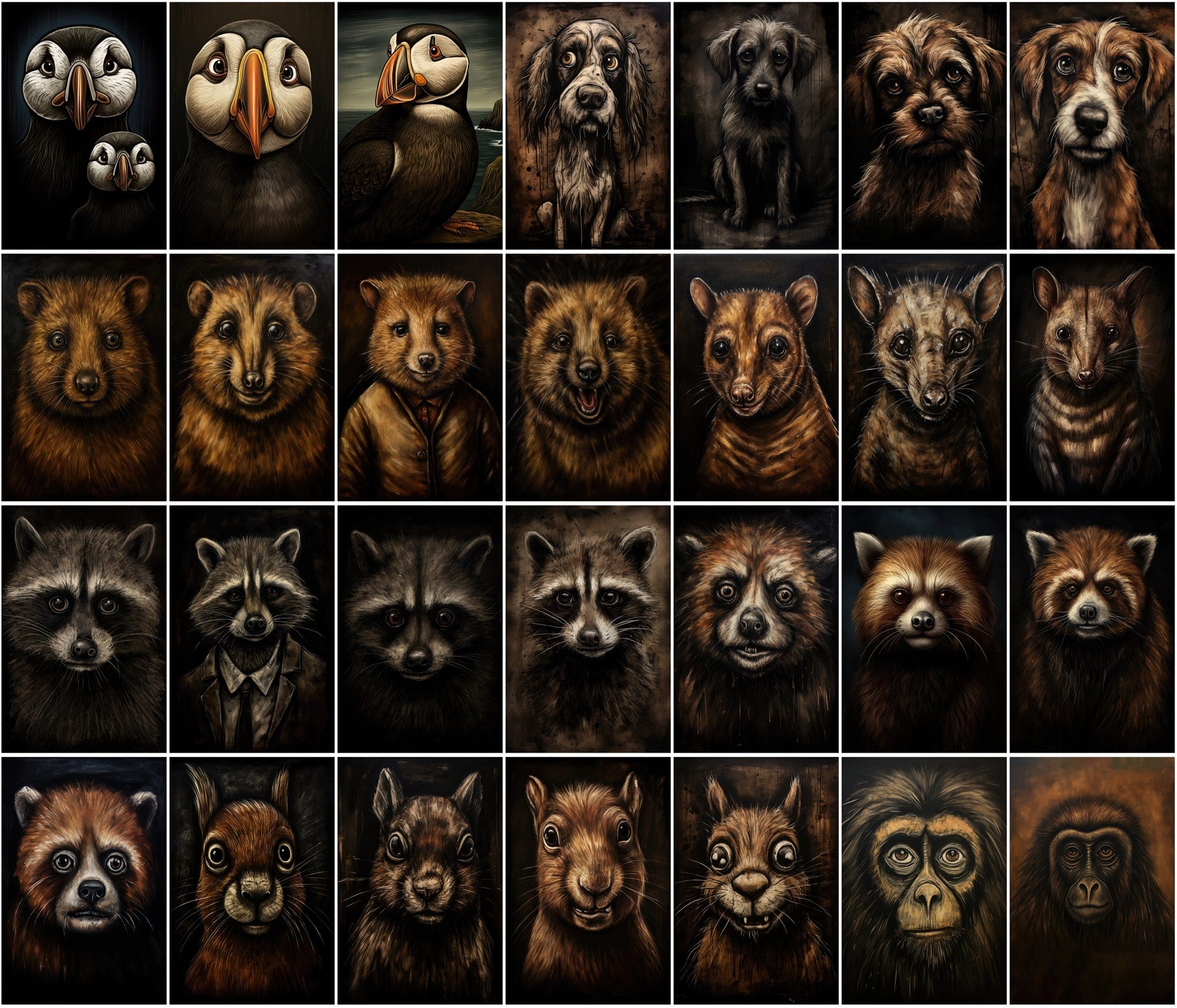 535 Unique Dark Animal Illustrations with Commercial License Digital Download Sumobundle