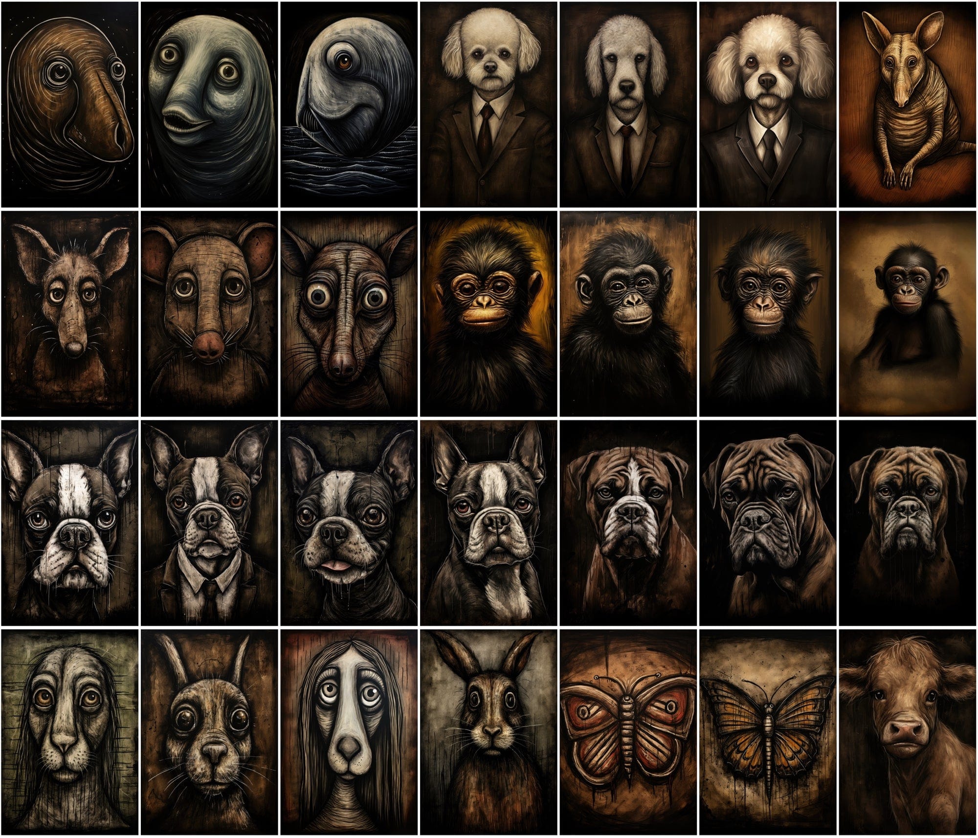 535 Unique Dark Animal Illustrations with Commercial License Digital Download Sumobundle